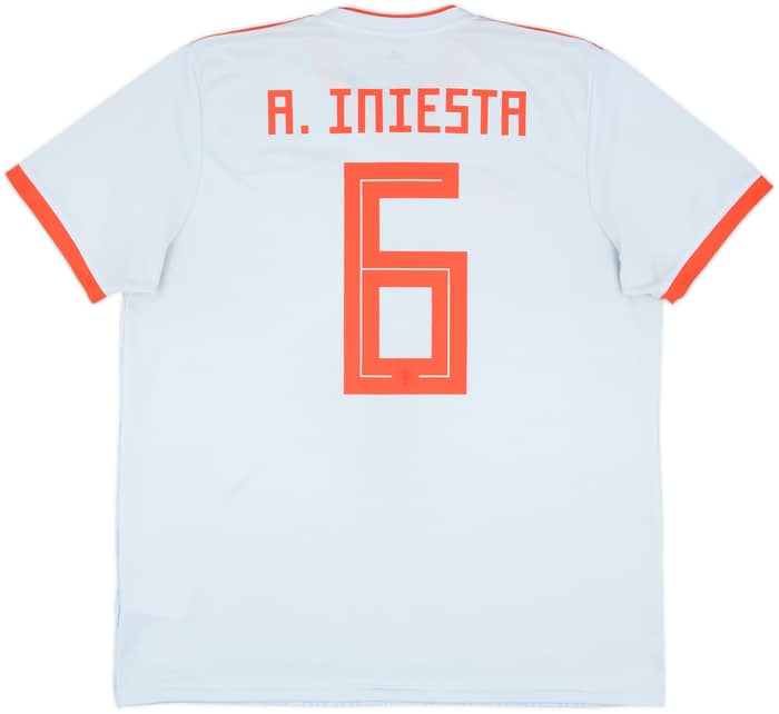 2018-19 Spain Away Shirt A.Iniesta #6 - 9/10 - (XL)