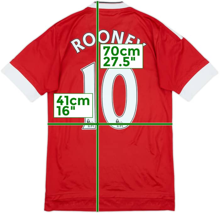 2015-16 Manchester United Home Shirt Rooney #10 - 6/10 - (XS)