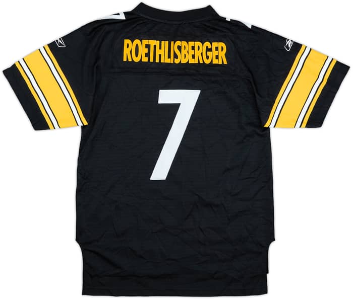 2005-06 Pittsburgh Steelers Roethlisberger #7 Reebok Premier Home Jersey - 6/10 - (L.Boys)
