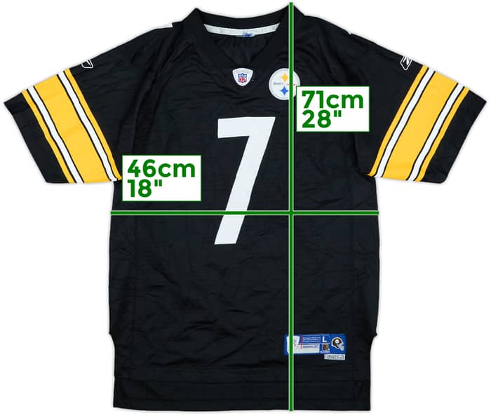 2005-06 Pittsburgh Steelers Roethlisberger #7 Reebok Premier Home Jersey - 6/10 - (L.Boys)