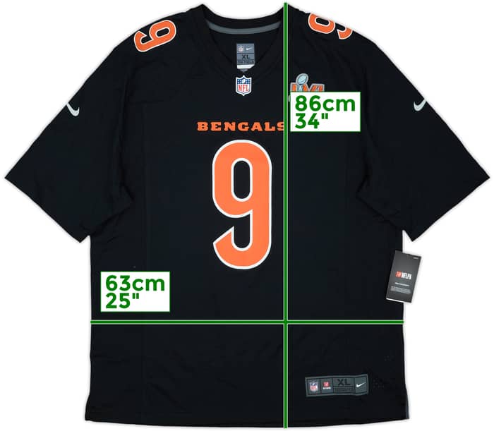 2021 Cincinnati Bengals Burrow #9 Super Bowl LVI Nike Game Jersey (XL)