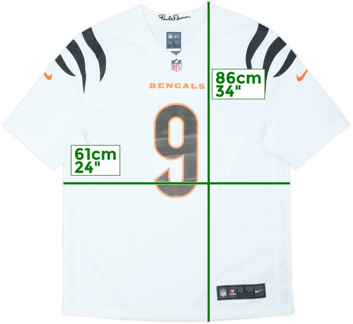 2021-25 Cincinnati Bengals Burrow #9 Nike Game Away Jersey - 8/10 - (L)