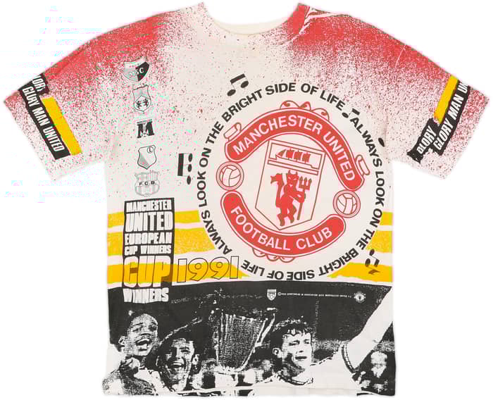 1990-91 Manchester United Kick 'Cup Winners Cup' Fan Tee - 9/10 - (L)