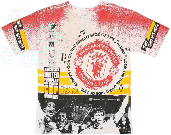 1990-91 Manchester United Kick 'Cup Winners Cup' Fan Tee - 9/10 - (L)