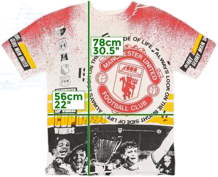 1990-91 Manchester United Kick 'Cup Winners Cup' Fan Tee - 9/10 - (L)