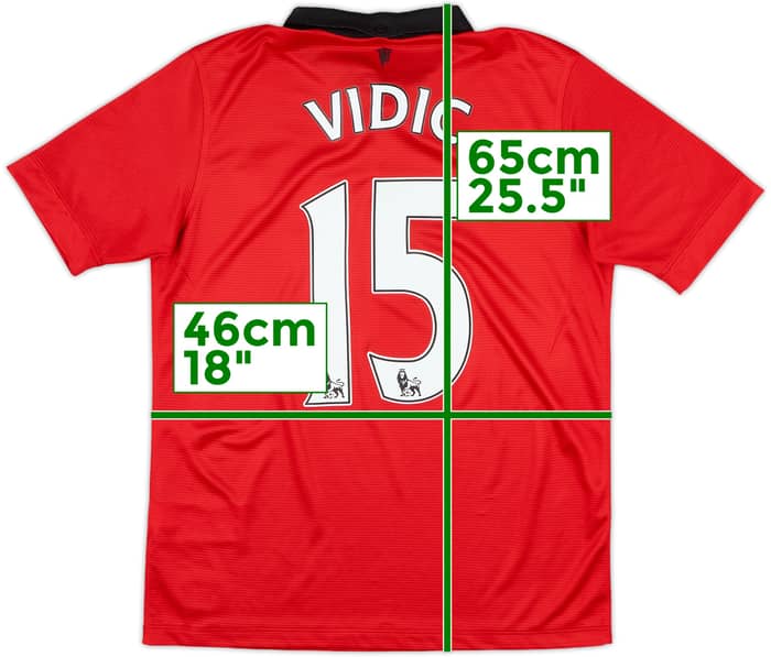 2013-14 Manchester United Home Shirt Vidic #15 - 8/10 - (XL.Boys)