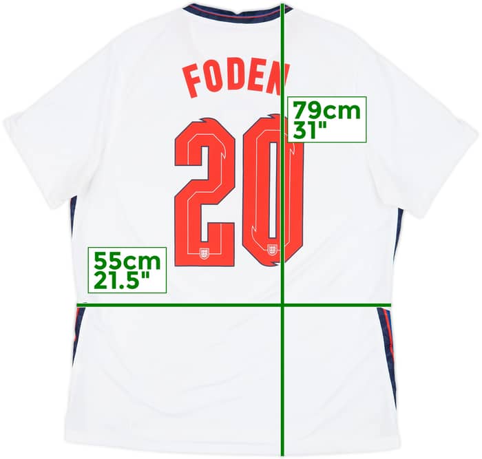 2020-22 England Home Shirt Foden #20 - 8/10 - (XL)