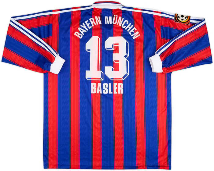 1996-97 Bayern Munich Match Issue Home L/S Shirt Basler #13