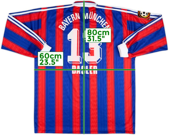 1996-97 Bayern Munich Match Issue Home L/S Shirt Basler #13