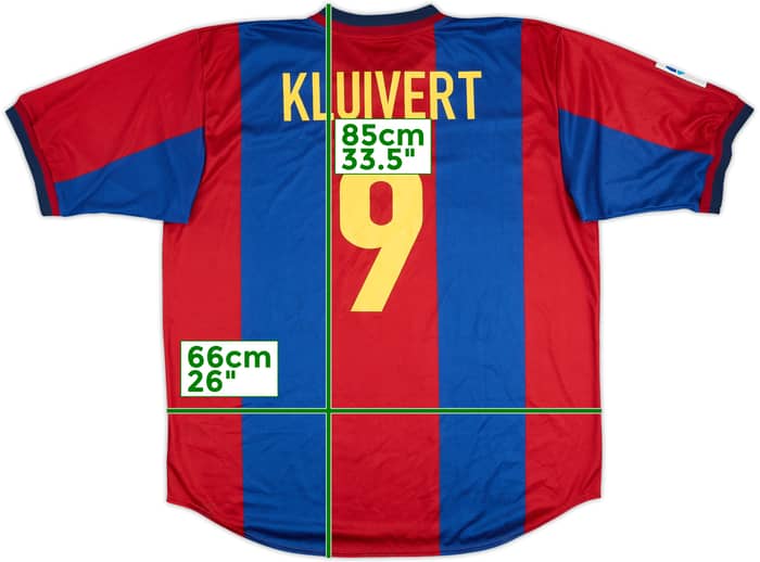 1998-99 Barcelona Player Issue Home Shirt Kluivert #9 - 6/10 - (XXL)