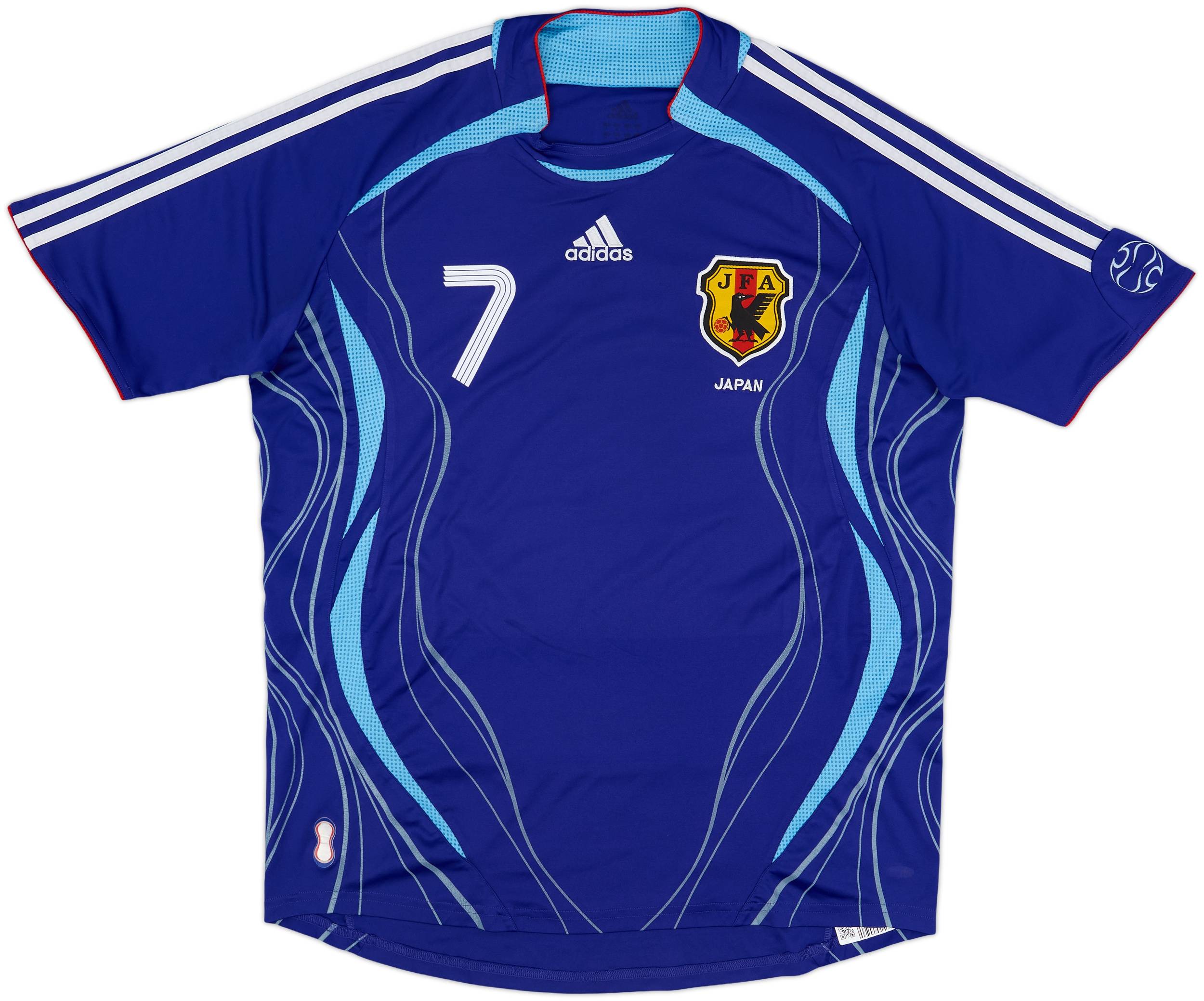 TAKERU 14 サッカーシャツ 青と黄色 2006-08 Japan Home Shirt Nakata #7 - 8/10 - (L)