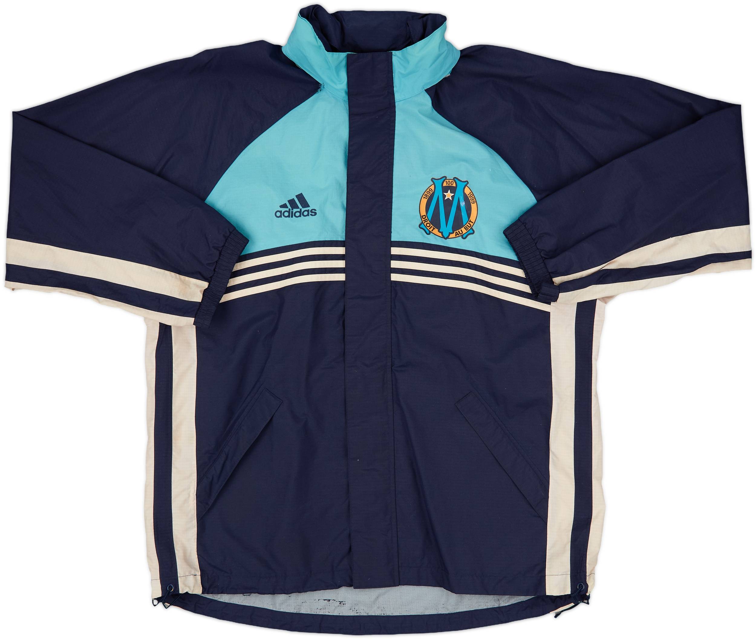 1999-00 Olympique Marseille adidas Hooded Rain Jacket - 8/10 - (L)
