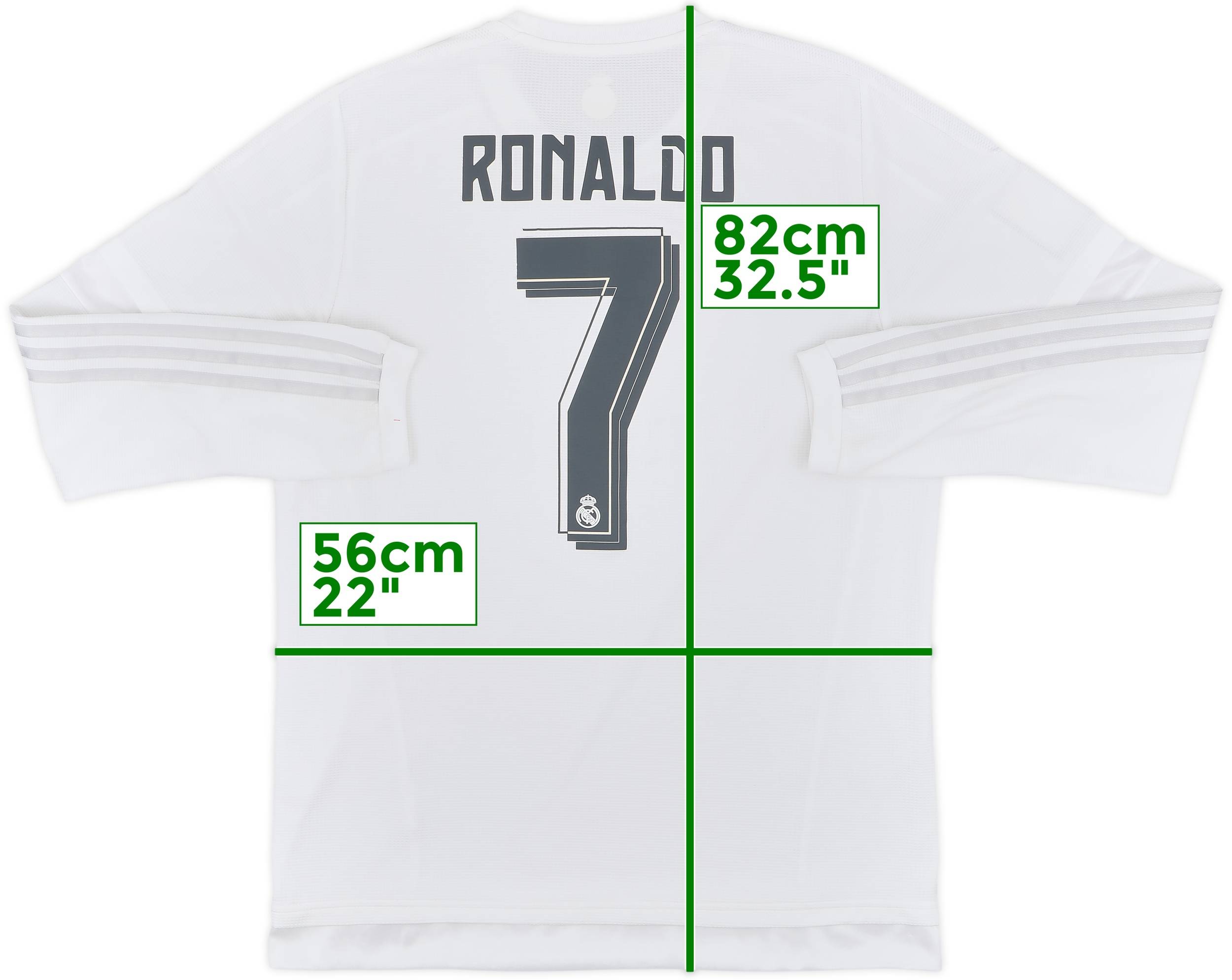 REAL MADRID RONALDO 7 長袖シャツ 2015-16 Real Madrid Home L/S Shirt Ronaldo #7 - 8/10 - (L)