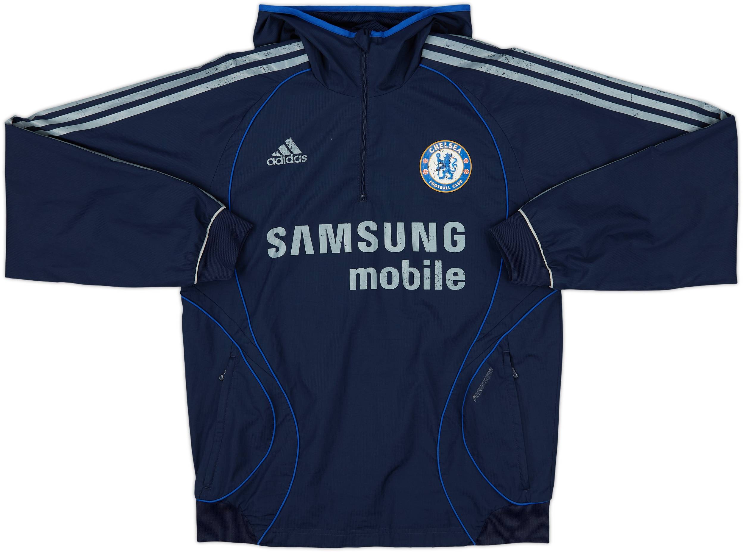 2006-07 Chelsea adidas 1/4 Zip Hooded Top - 5/10 - (S)