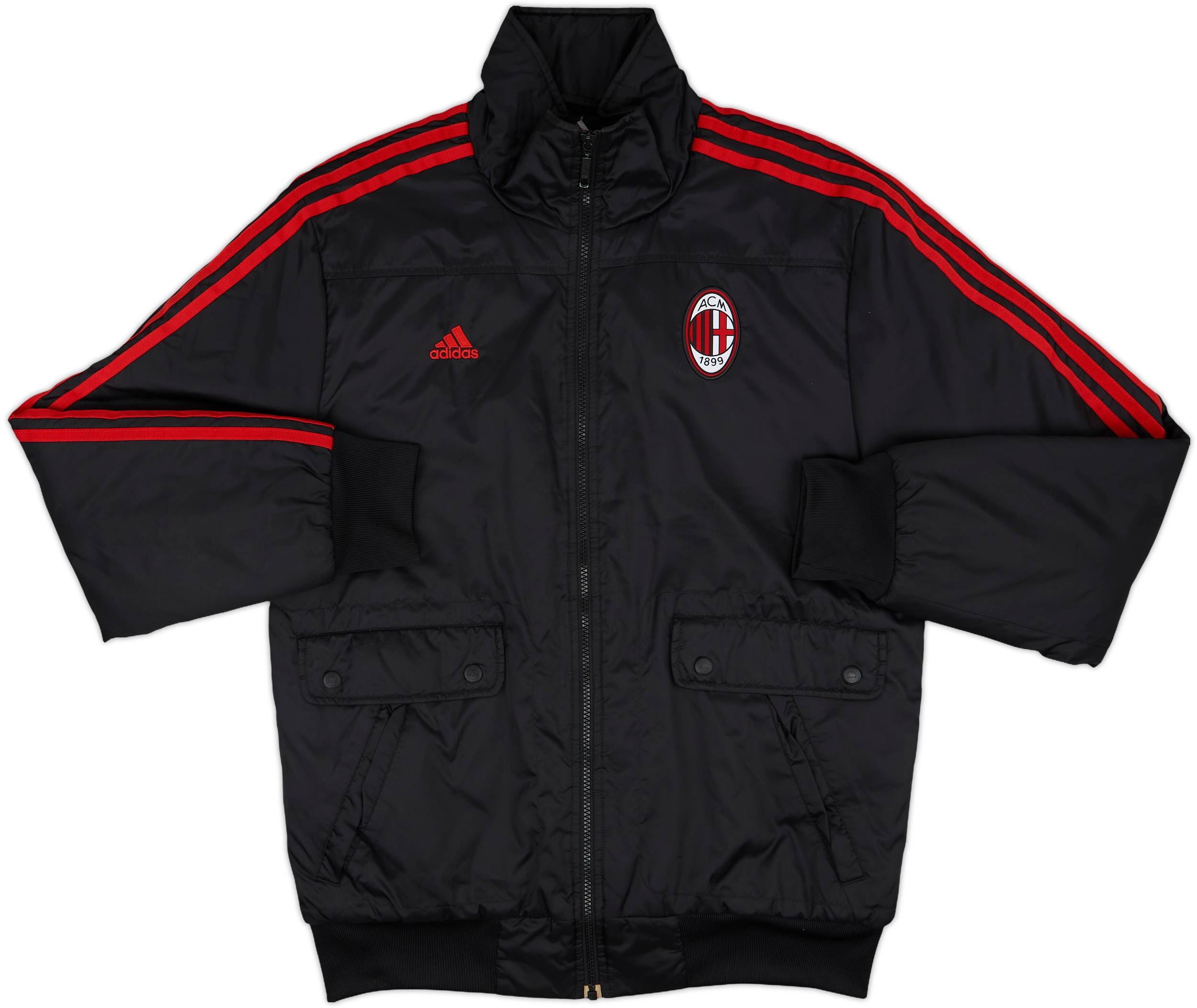 adidas　ACミラン　ベンチコートジャケット　黒/赤/万国旗　2XO adidas ACミラン ウォーミングアップジャケット ベンチコート 古着