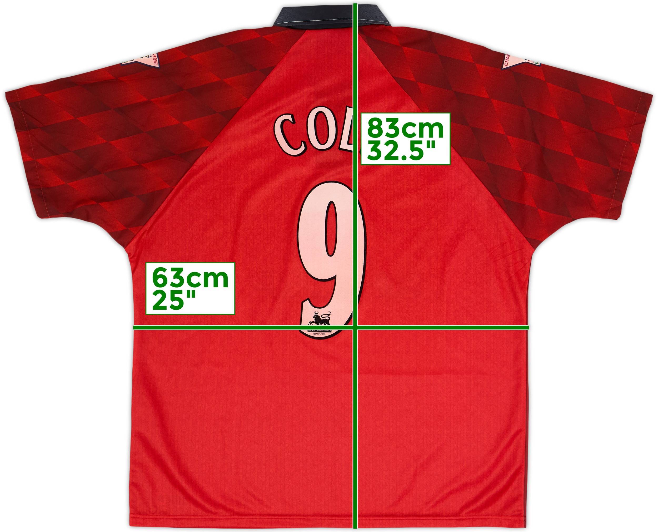 1996-98 Manchester United Home Shirt Cole #9 - 8/10 - (XL)