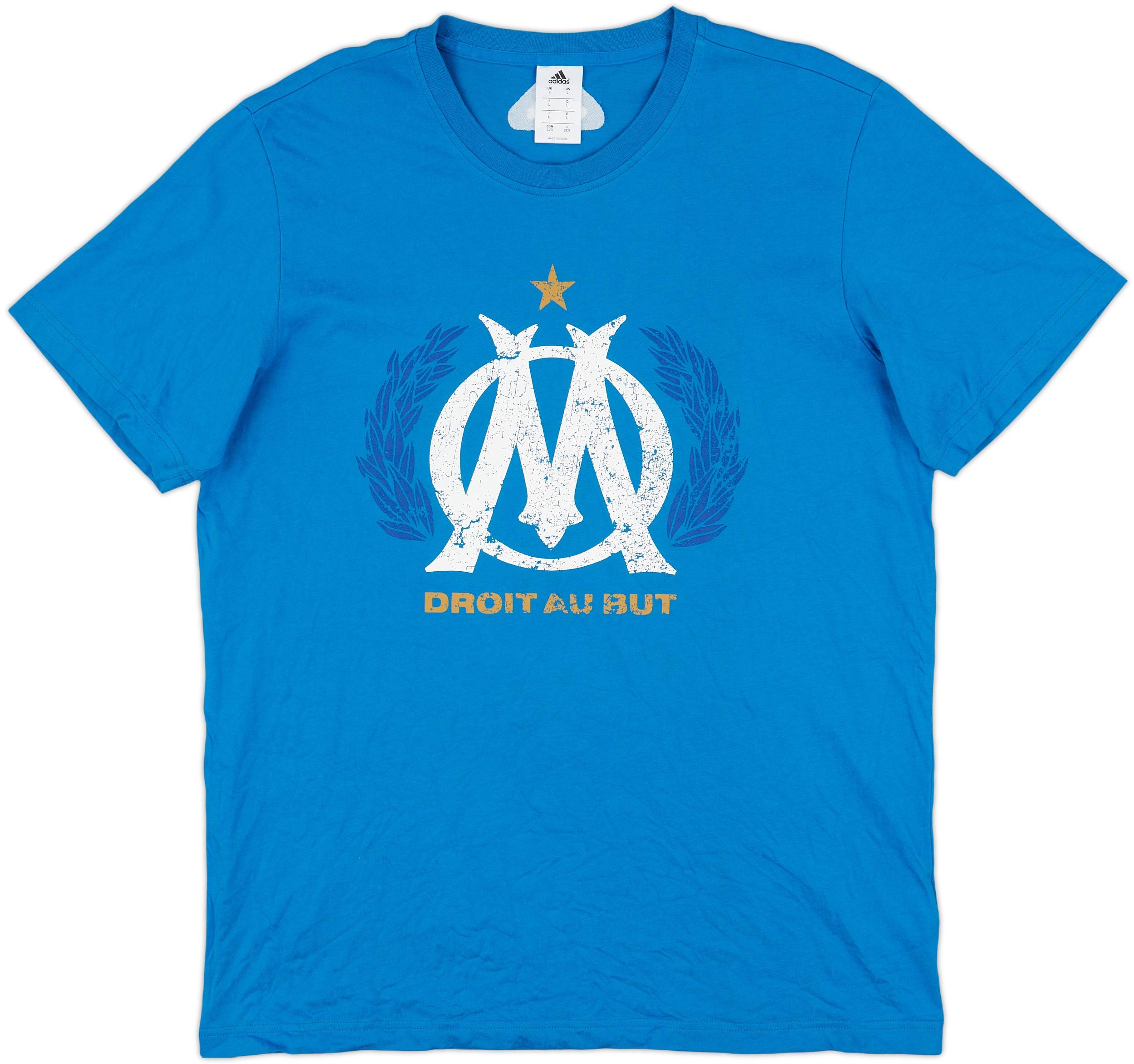 2013-14 Olympique Marseille adidas Cotton Tee - 9/10 - (L)