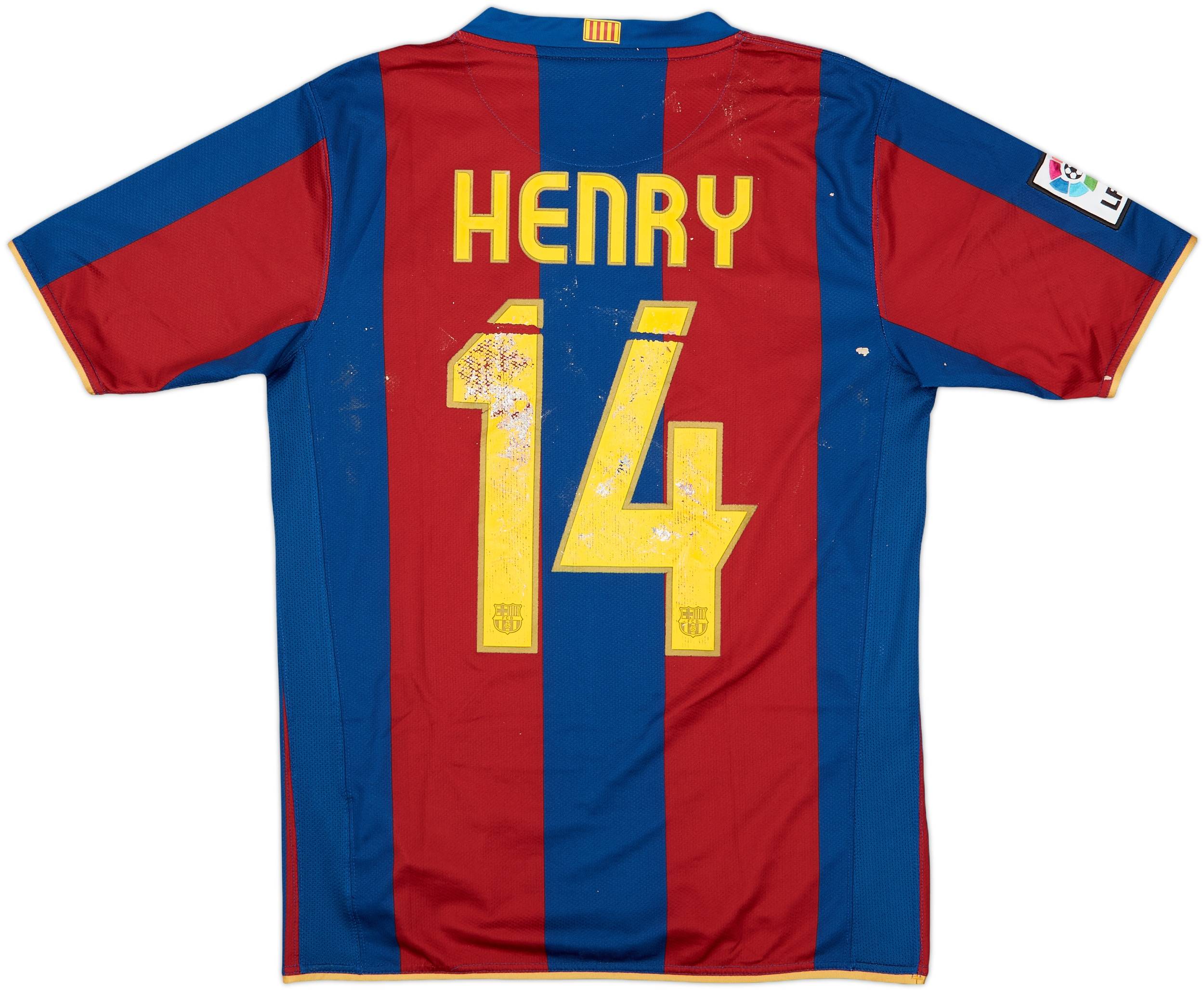 2007-08 Barcelona Home Shirt Henry #14 - 4/10 - (XL.Boys)