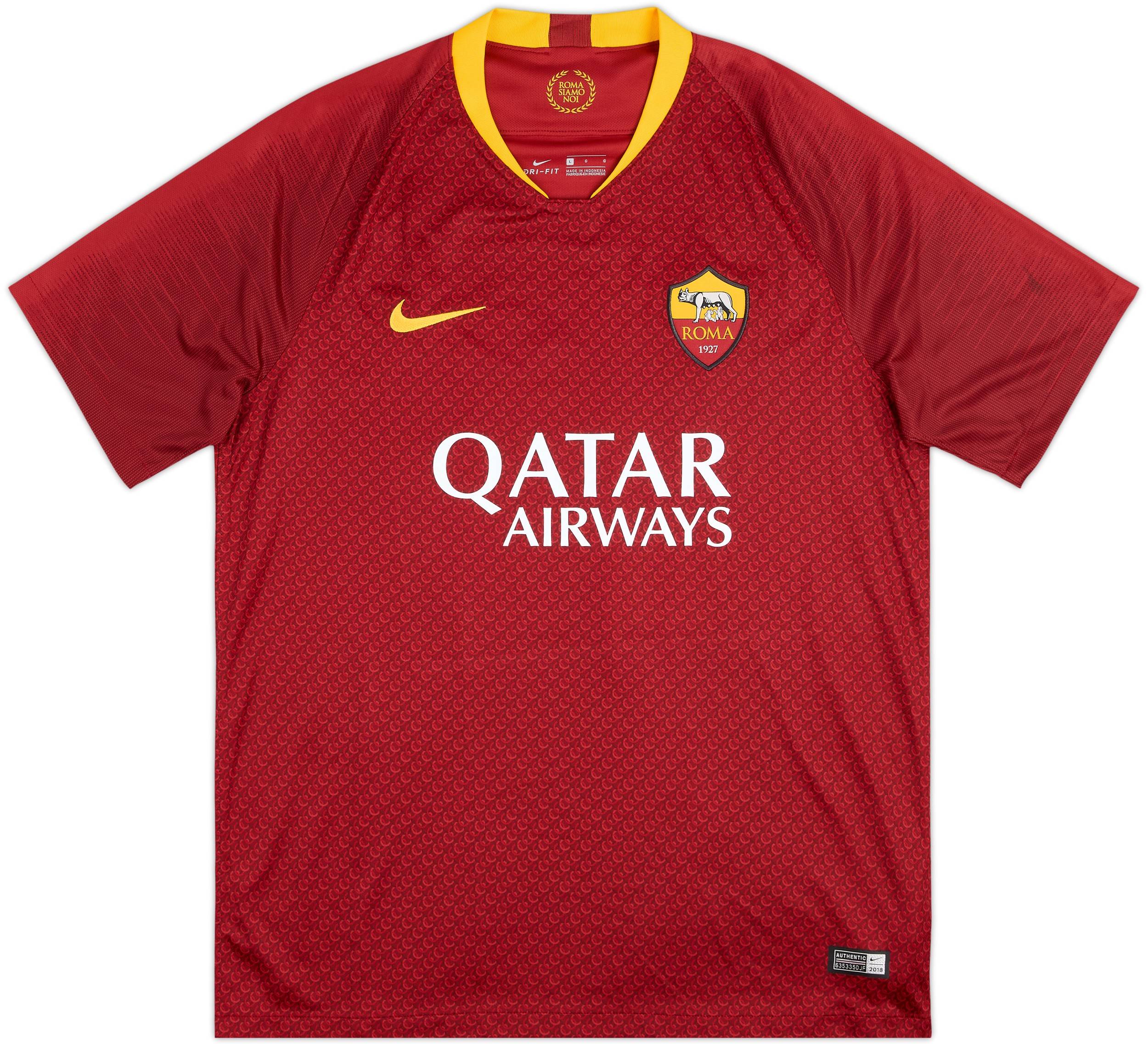 ASローマ De Rossi 18/19 L Nike  デ・ロッシ 2018-19 Roma Home Shirt De Rossi #16 - 10/10 - (L)