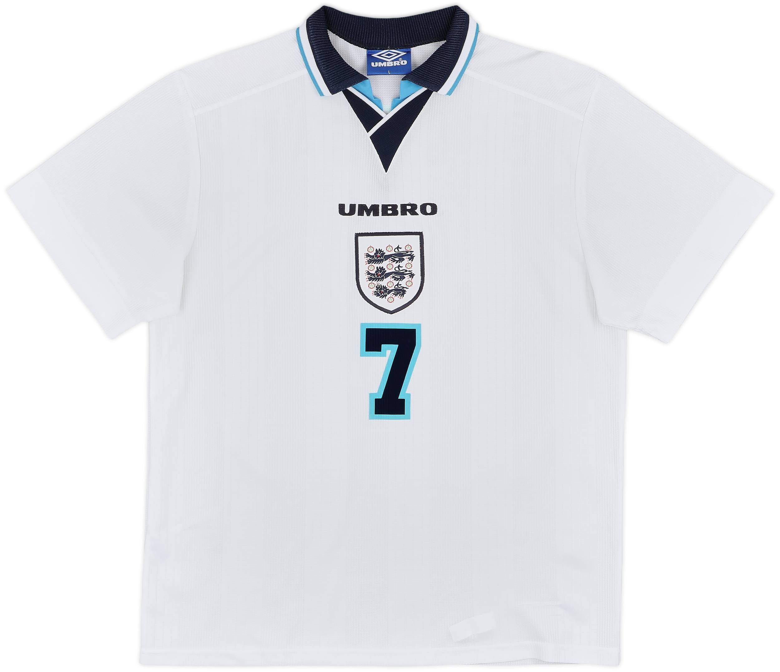 1995-97 England Home Shirt Beckham #7 - 10/10 - (L)