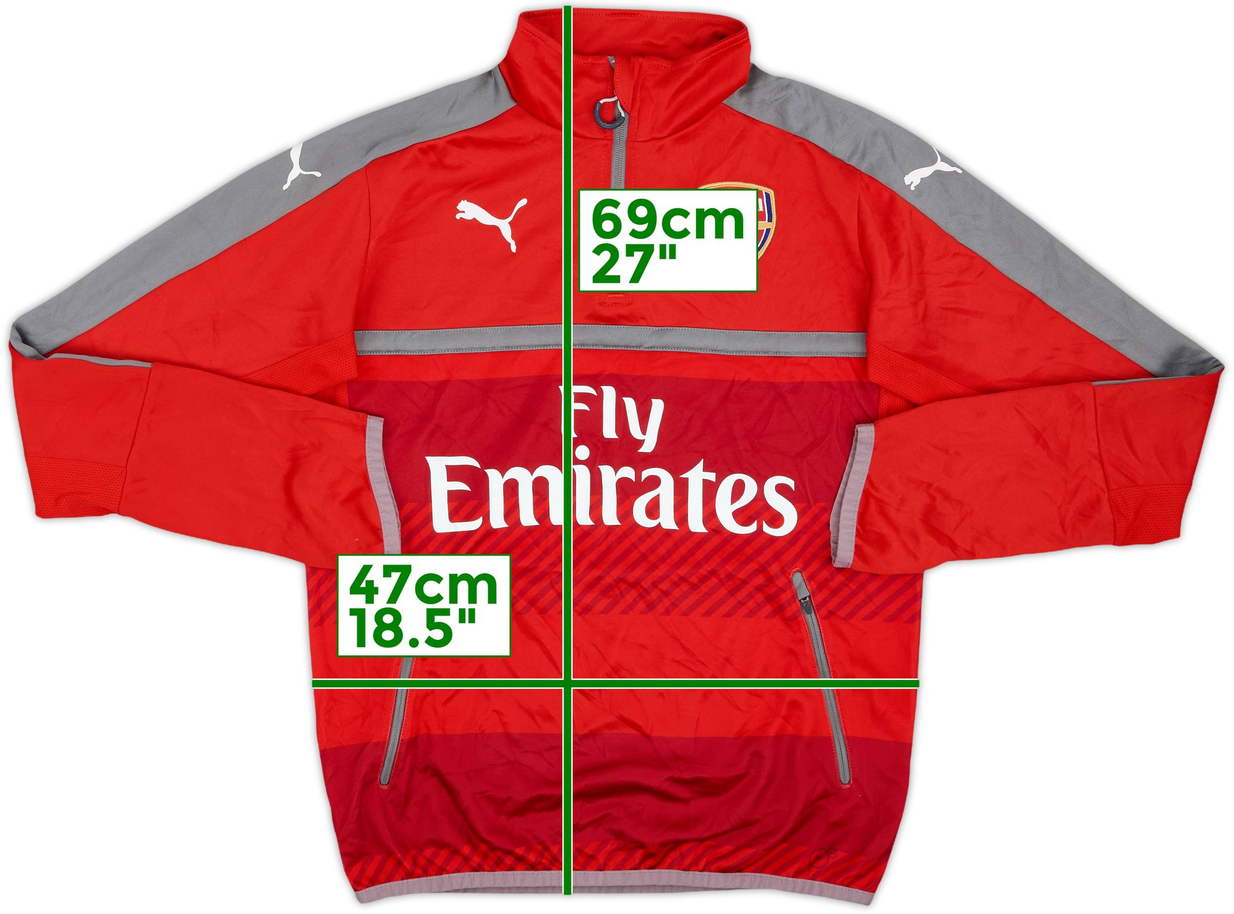 2016-17 Arsenal Puma 1/4 Zip Training Top - 8/10 - (S)