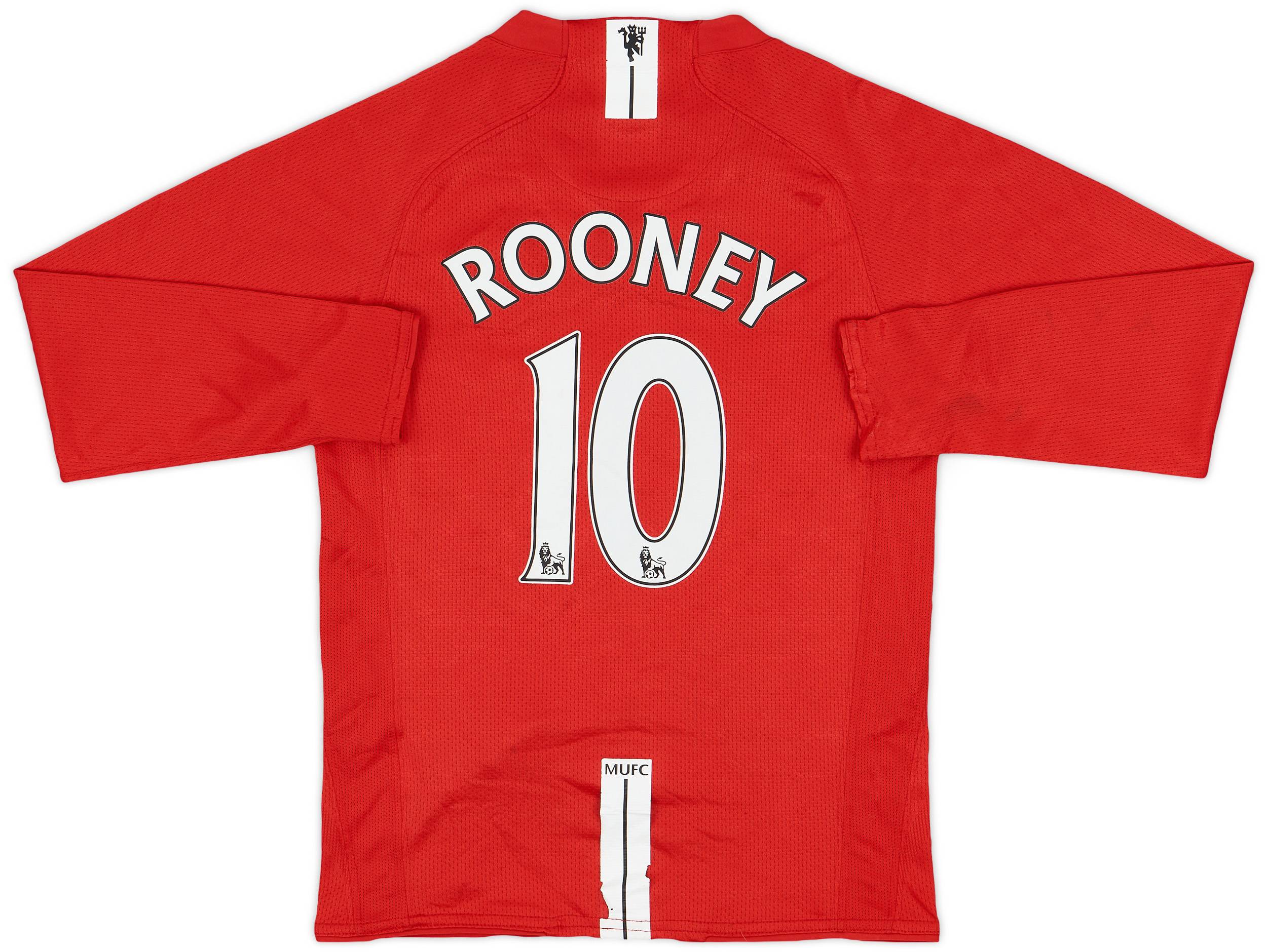 2007-09 Manchester United Home L/S Shirt Rooney #10 - 7/10 - (M.Boys)