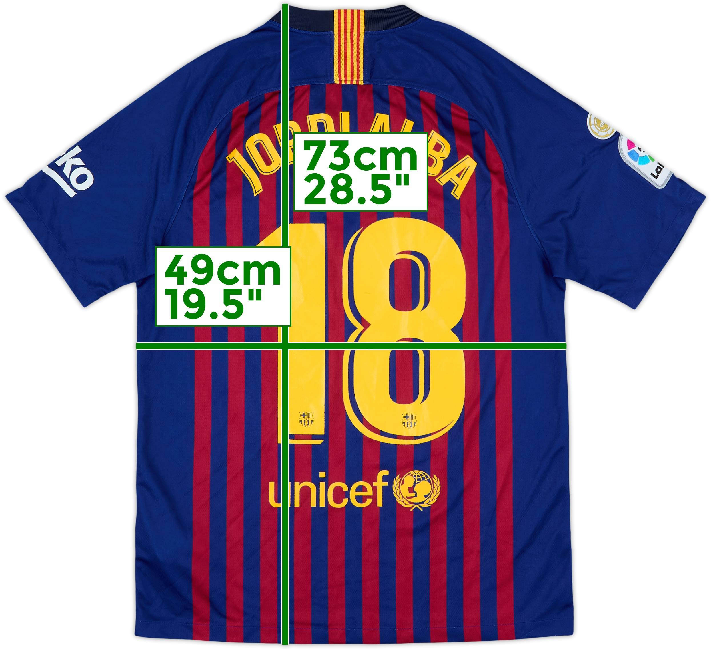 2018-19 Barcelona Home Shirt Jordi Alba #18 - 8/10 - (M)