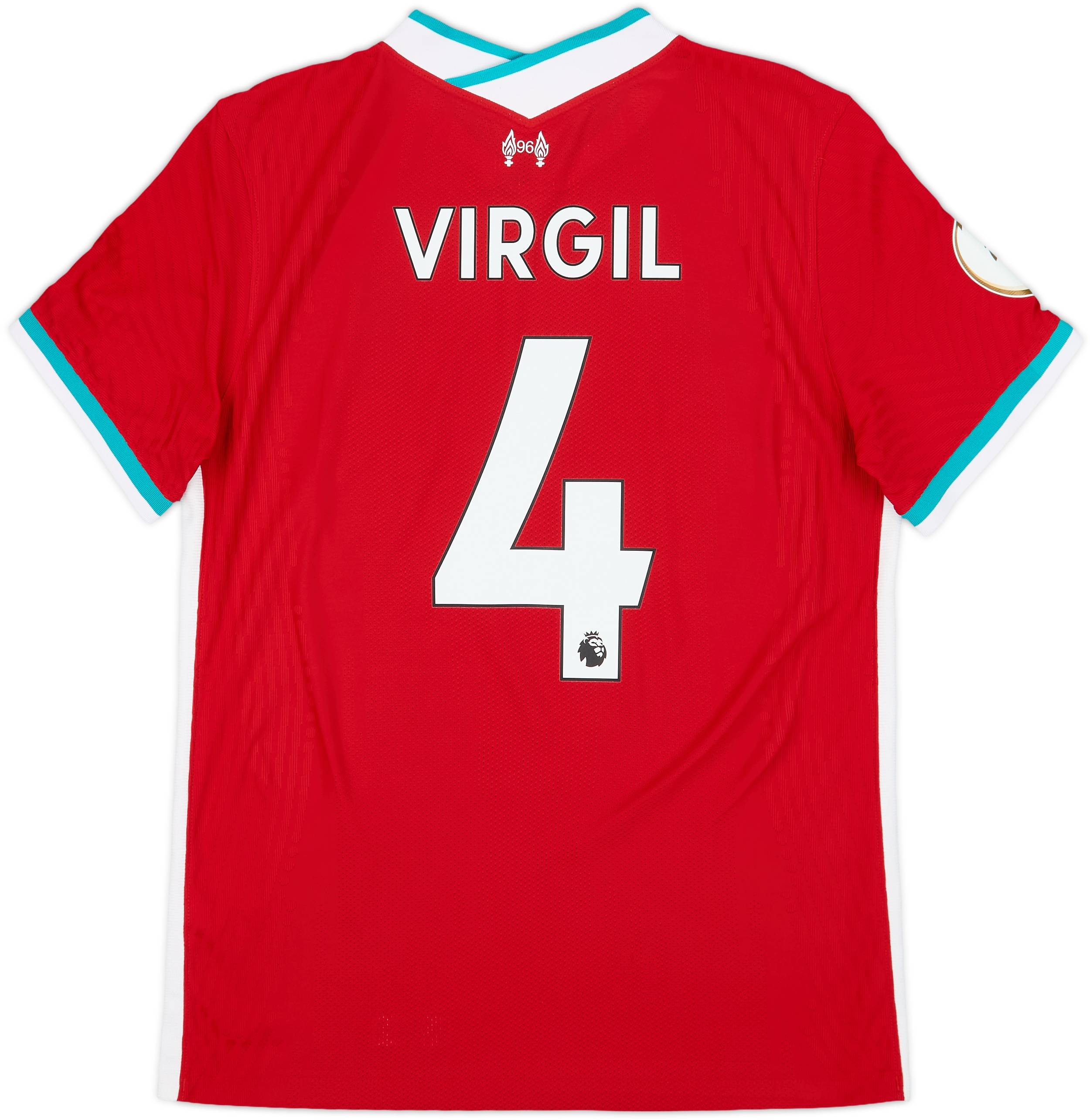 2020-21 Liverpool Authentic Home Shirt Virgil #4 - 9/10 - (M)