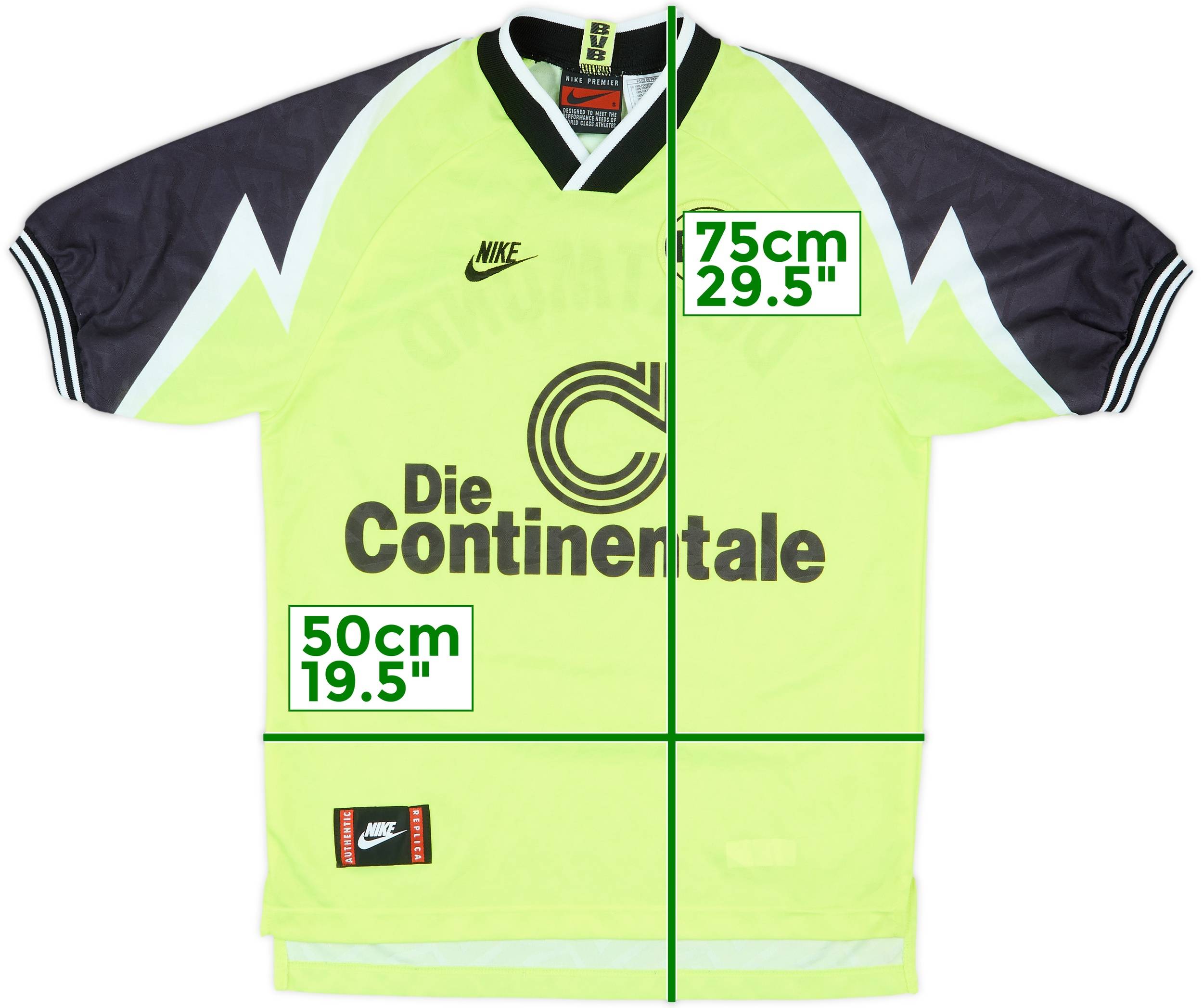 NIKE Borussia Dortmund 1995/96 サッカーシャツ 1995-96 Borussia Dortmund Home Shirt - 8/10 - (S)