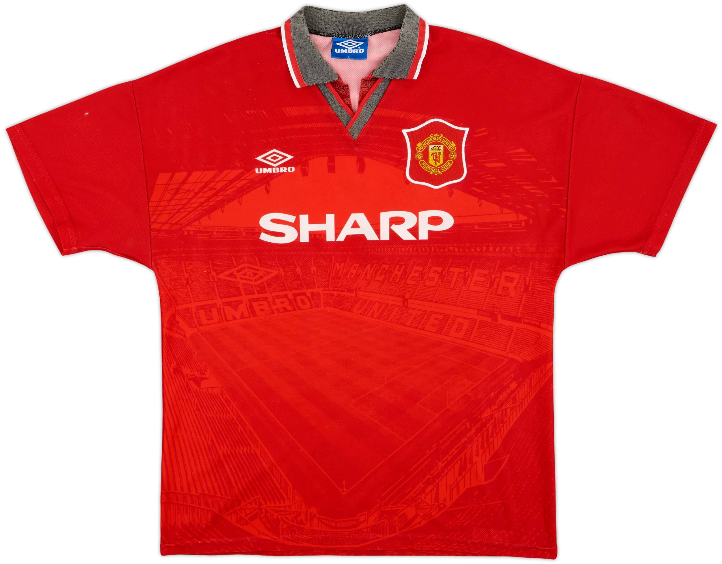 【美品】マンチェスターU/94-96/H #7 カントナ 1994-96 Manchester United Home Shirt Cantona #7 - 7/10 - (L)