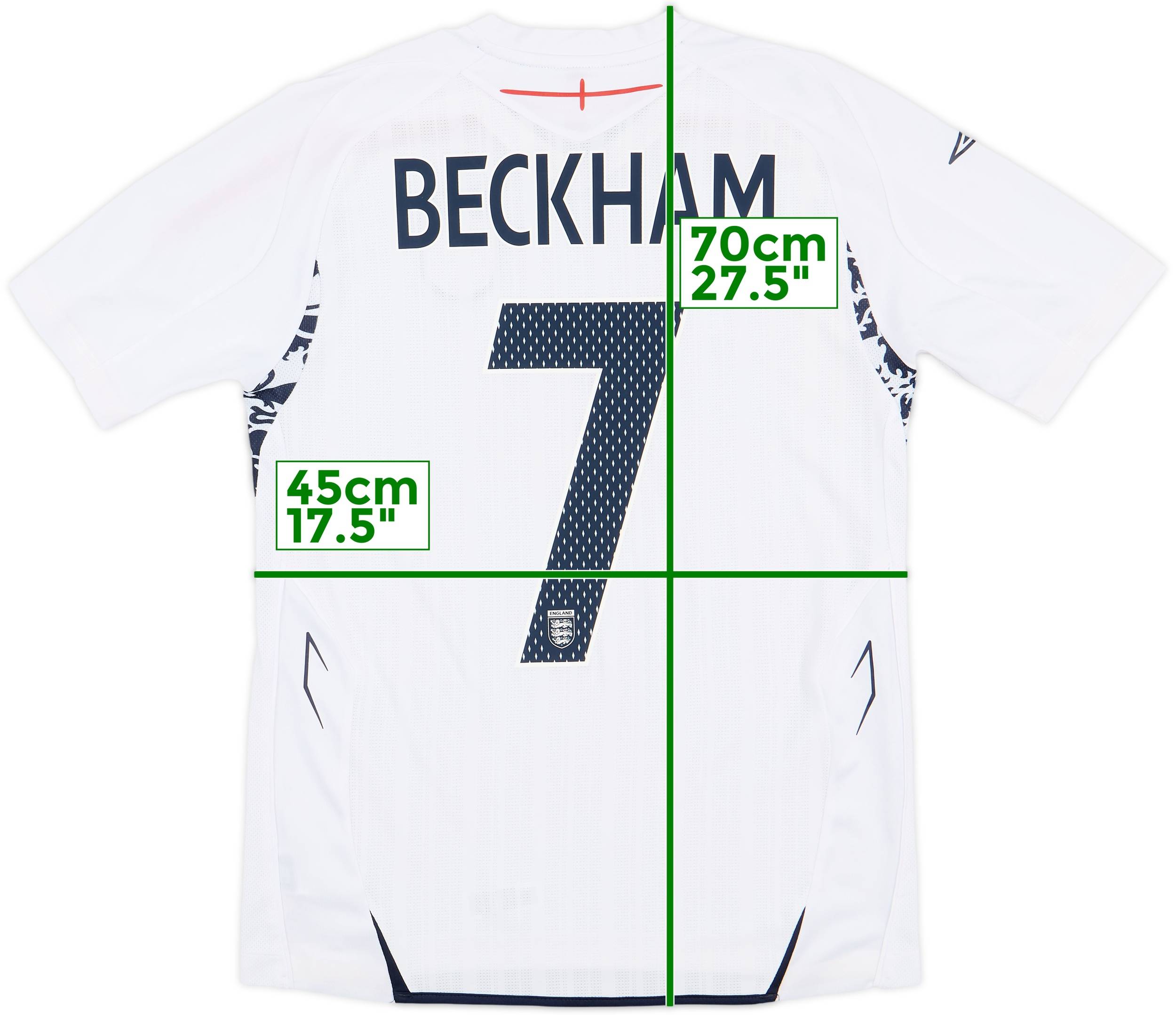 ENGLAND BECKHAM 7　Tシャツ 1997-99 England Home Shirt Beckham #7