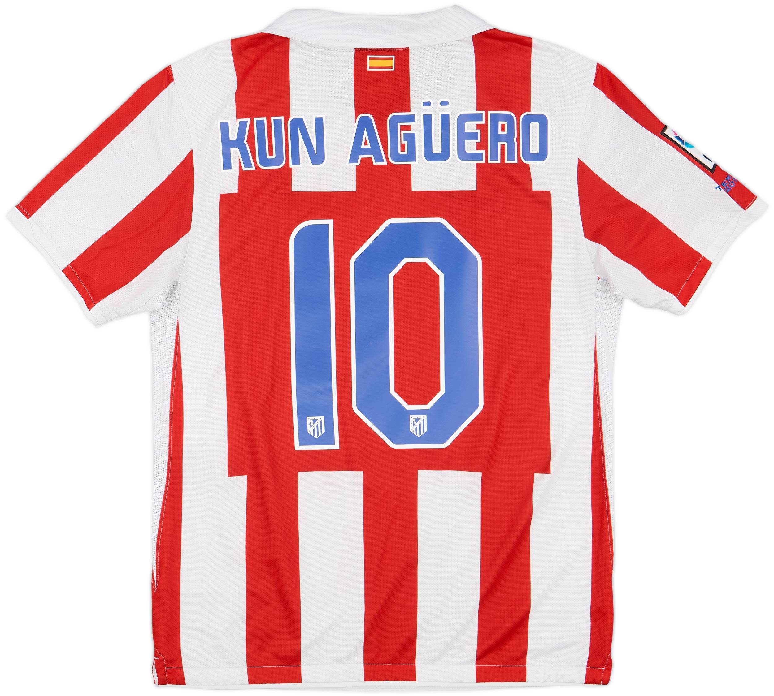 2010-11 Atletico Madrid Home Shirt Kun Aguero #10 - 7/10 - (M)