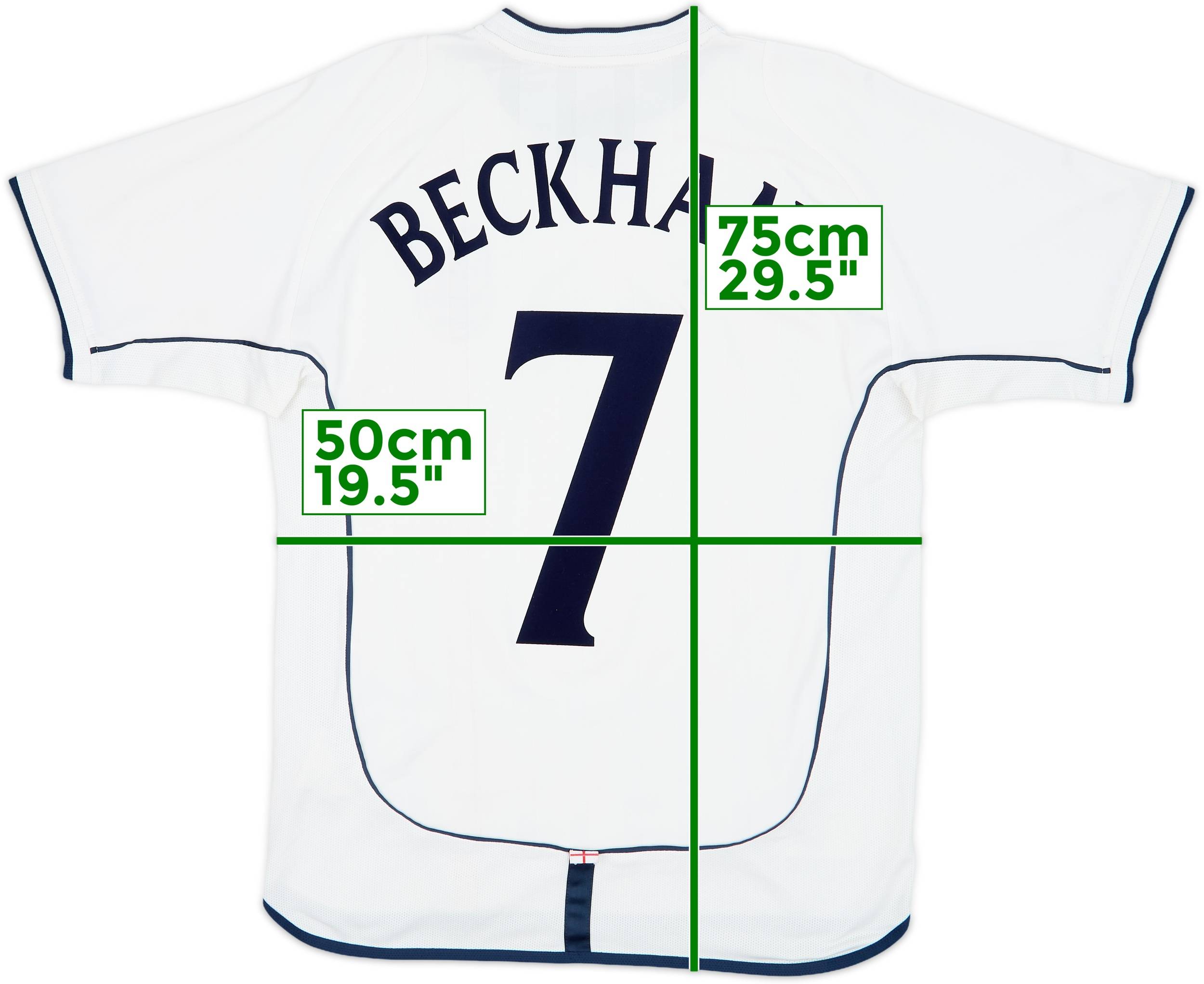 【国内正規 01-03 England L/S Beckham #7】 2001-03 England Home Shirt Beckham #7 - 7/10 - (S)