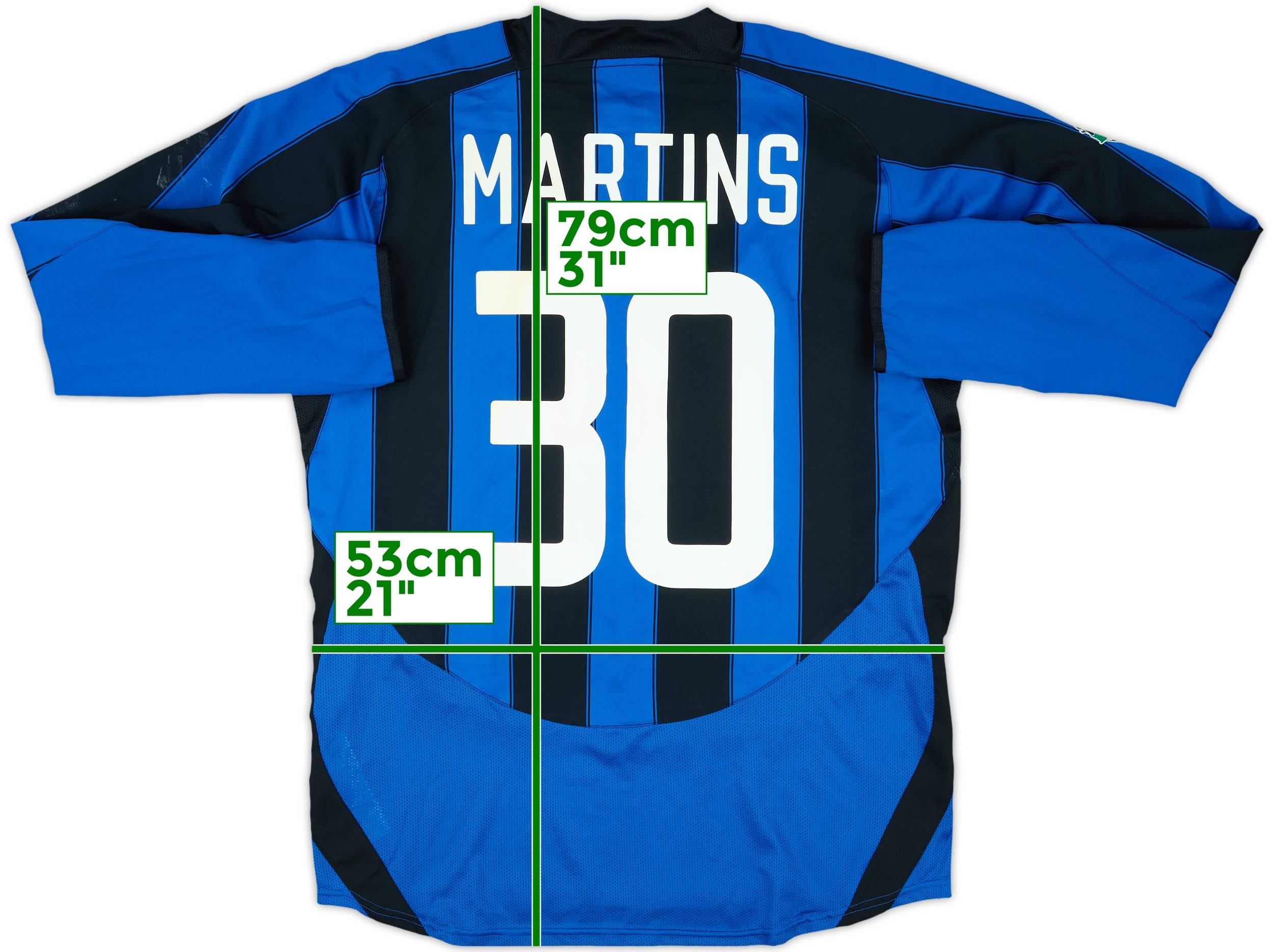 ウェア inter 2003 2004  2003-04 Inter Milan Match Issue Home L/S Shirt Martins #30