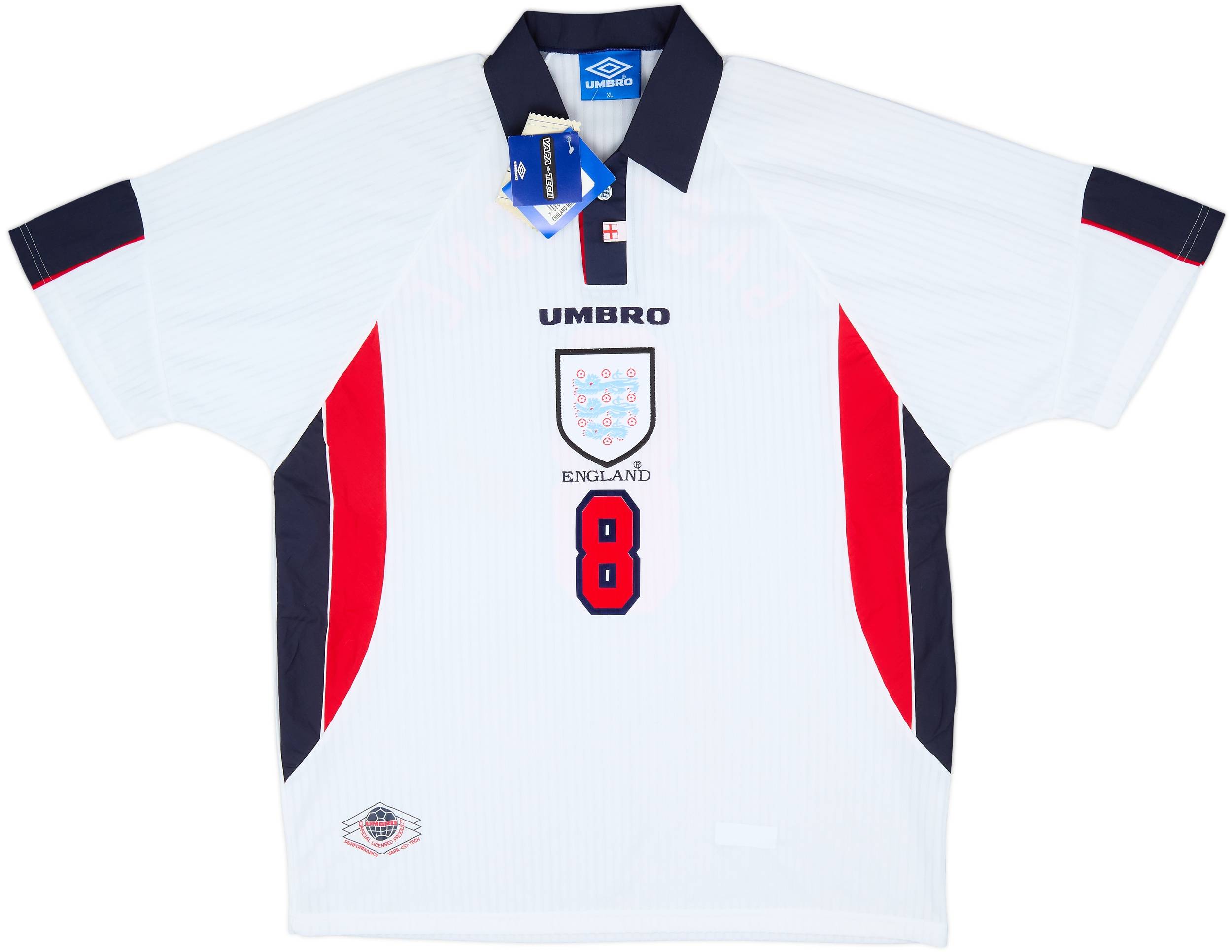 1997-99 England Home Shirt Gascoigne #8 (XL)