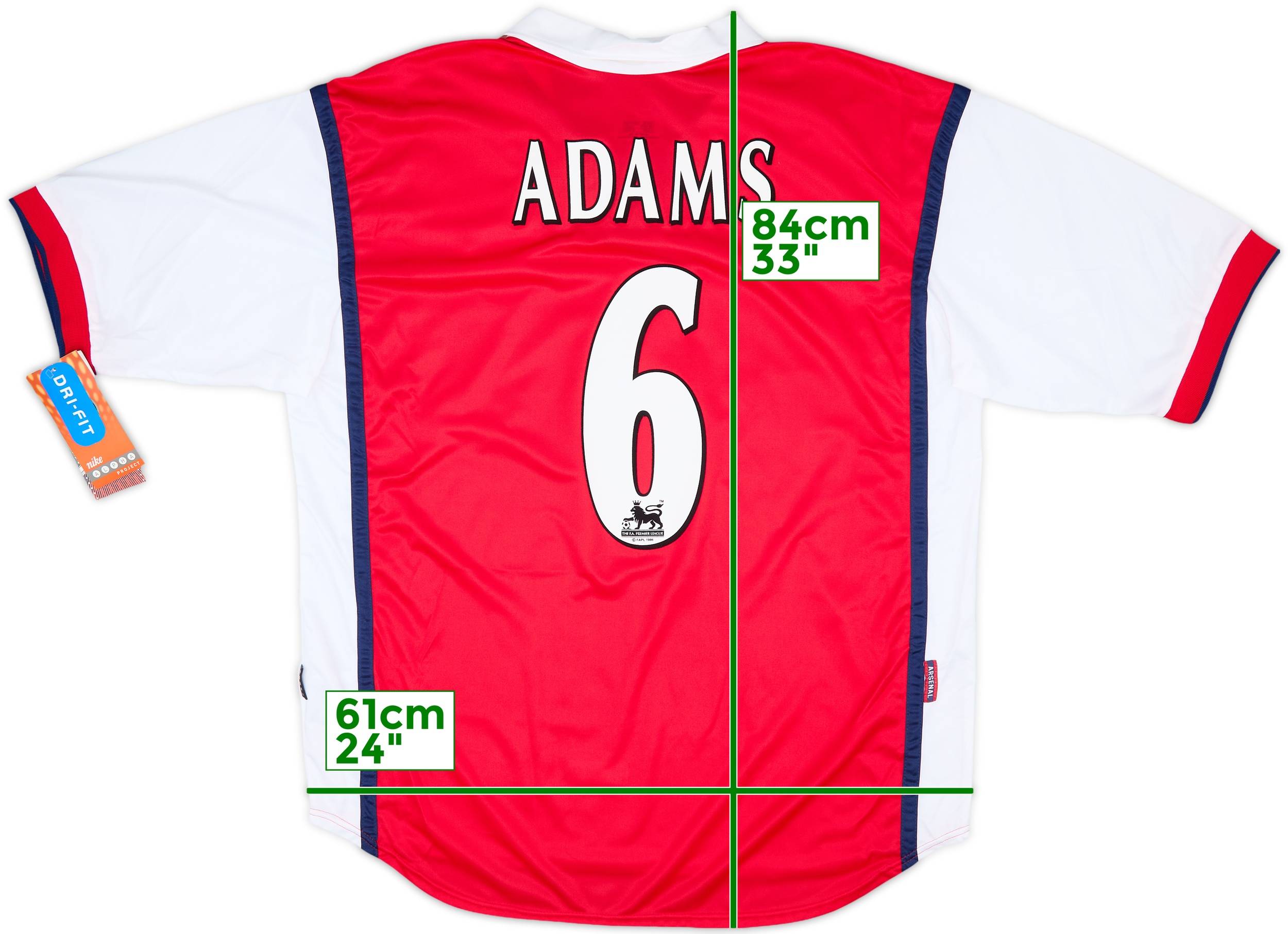 【希少】アーセナルARSENAL1997-99 AWAY アダムス 6 Mサイズ 希少】アーセナルARSENAL1997-99 AWAY アダムス 6 Mサイズ