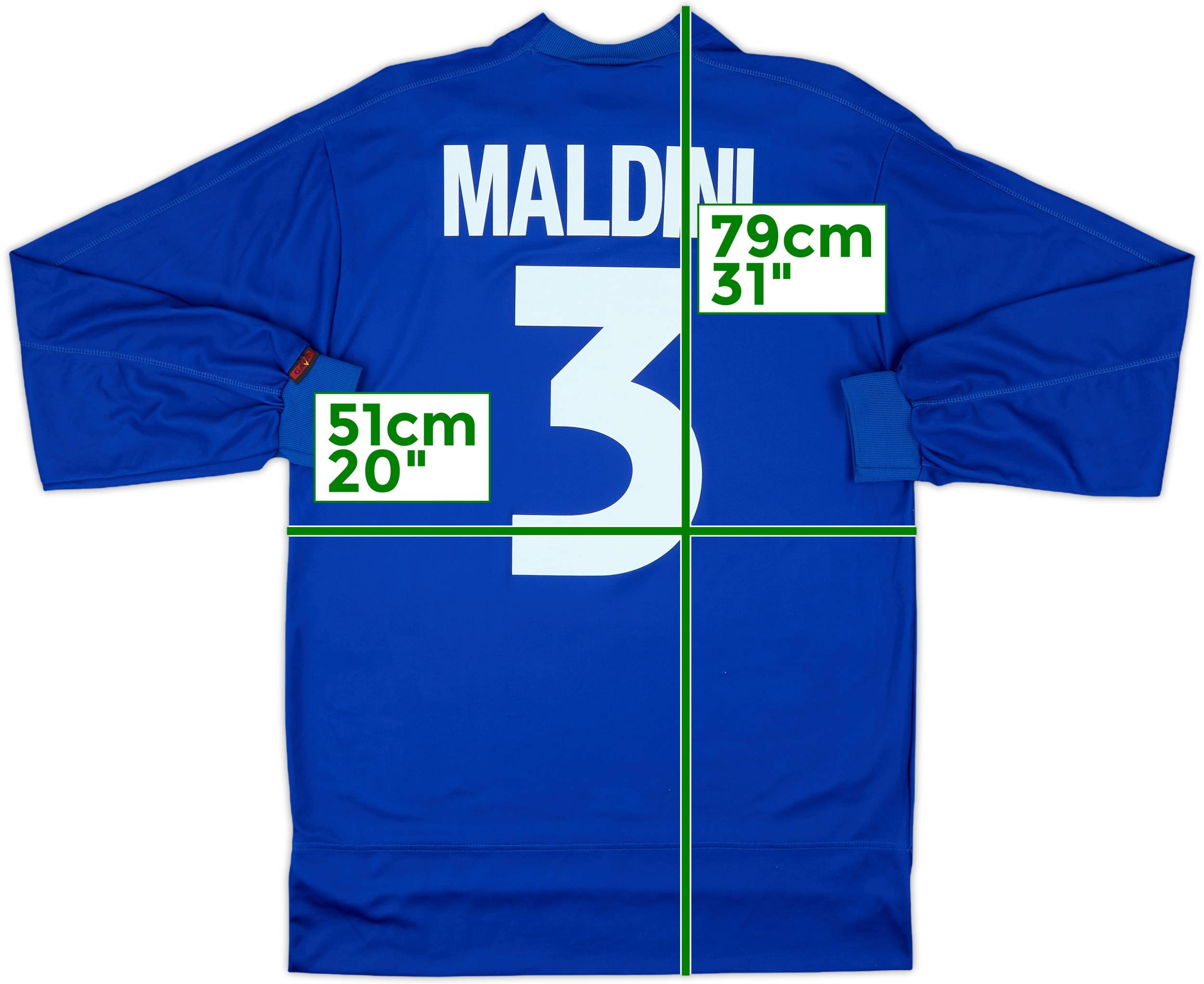 1998-99 Italy Home L/S Shirt Maldini #3 (S)