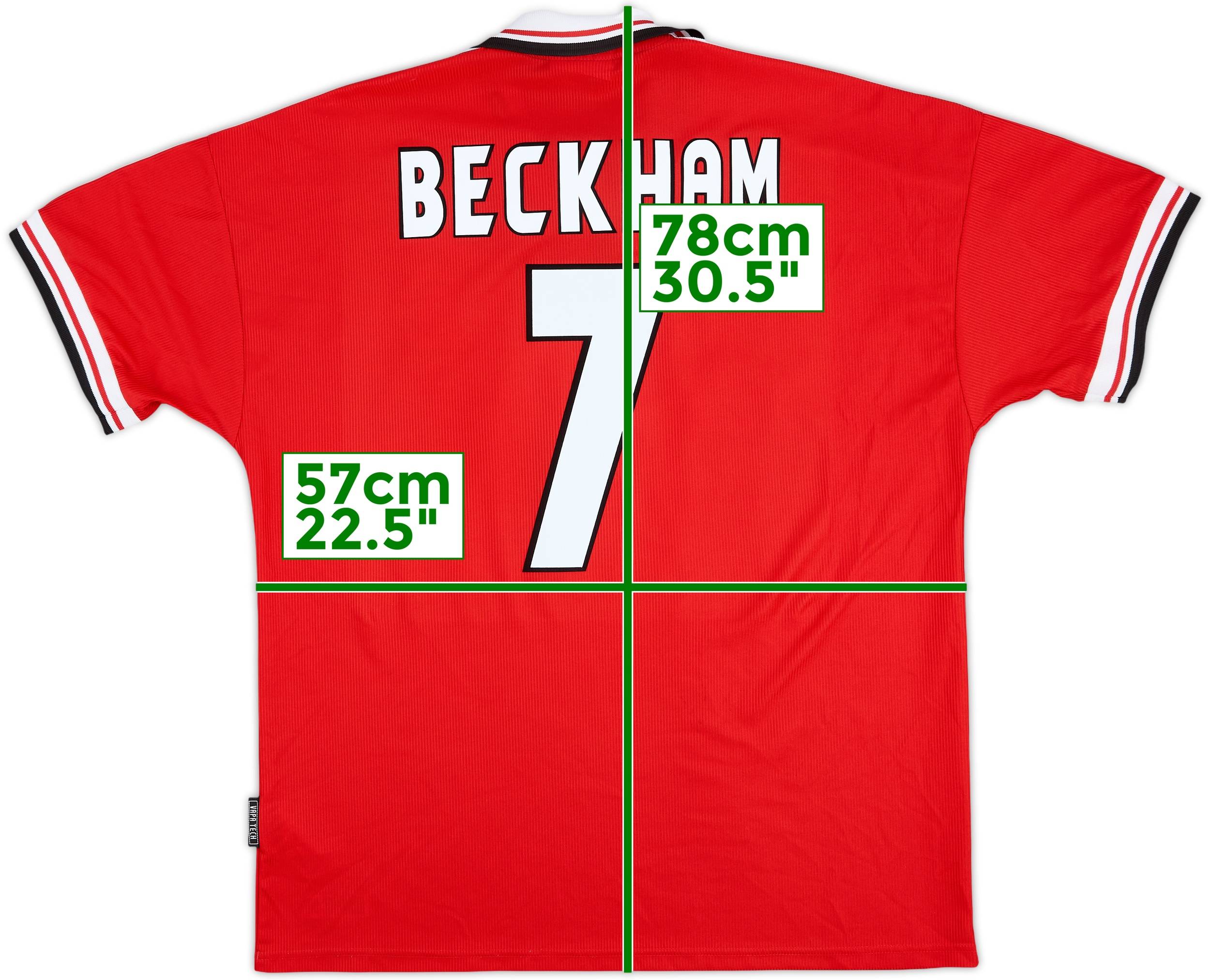 1998-00 Manchester United Home Shirt Beckham #7 - 9/10 - (XL)