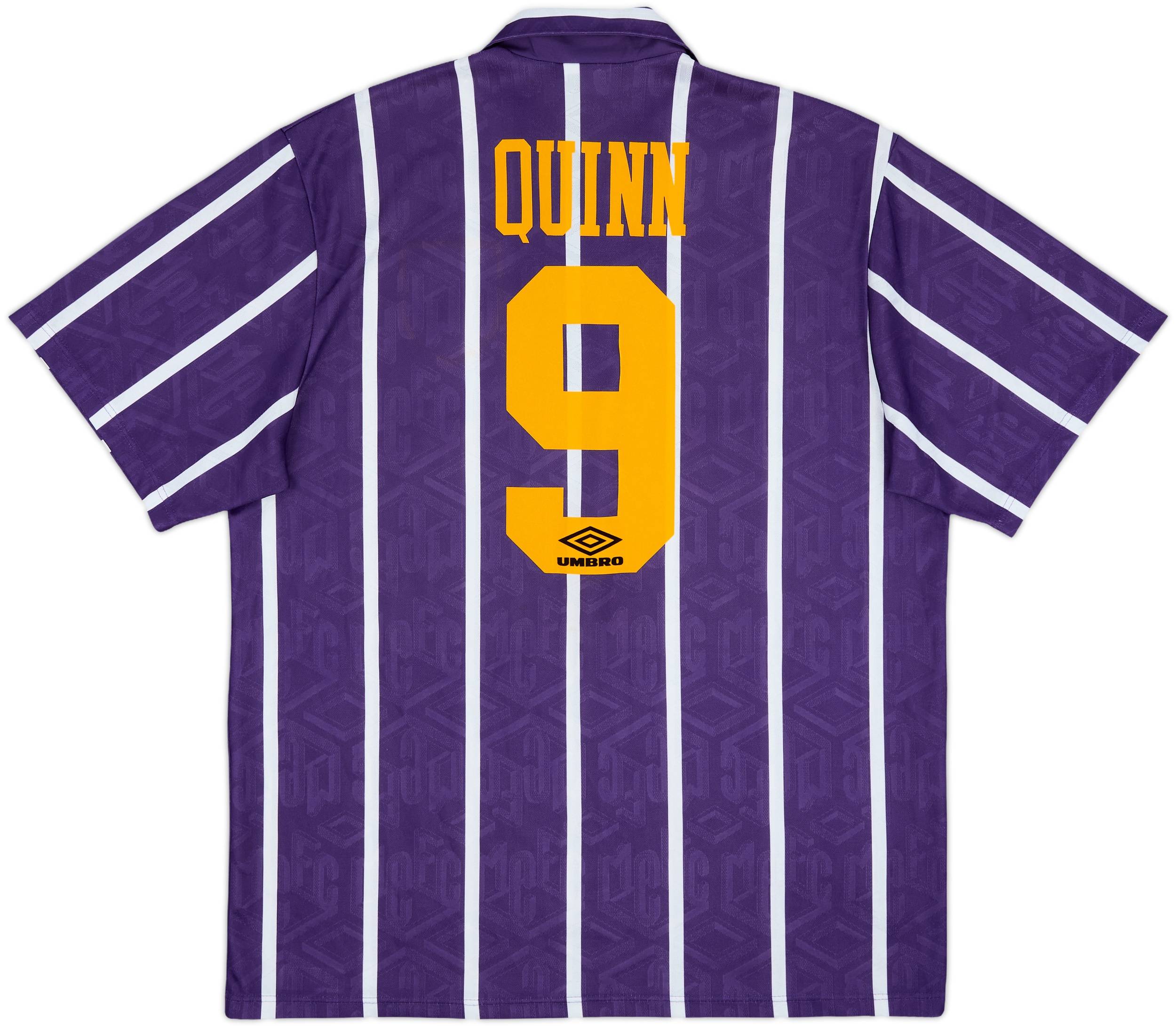1993-94 Manchester City Away Shirt Quinn #9 - 9/10 - (XL)