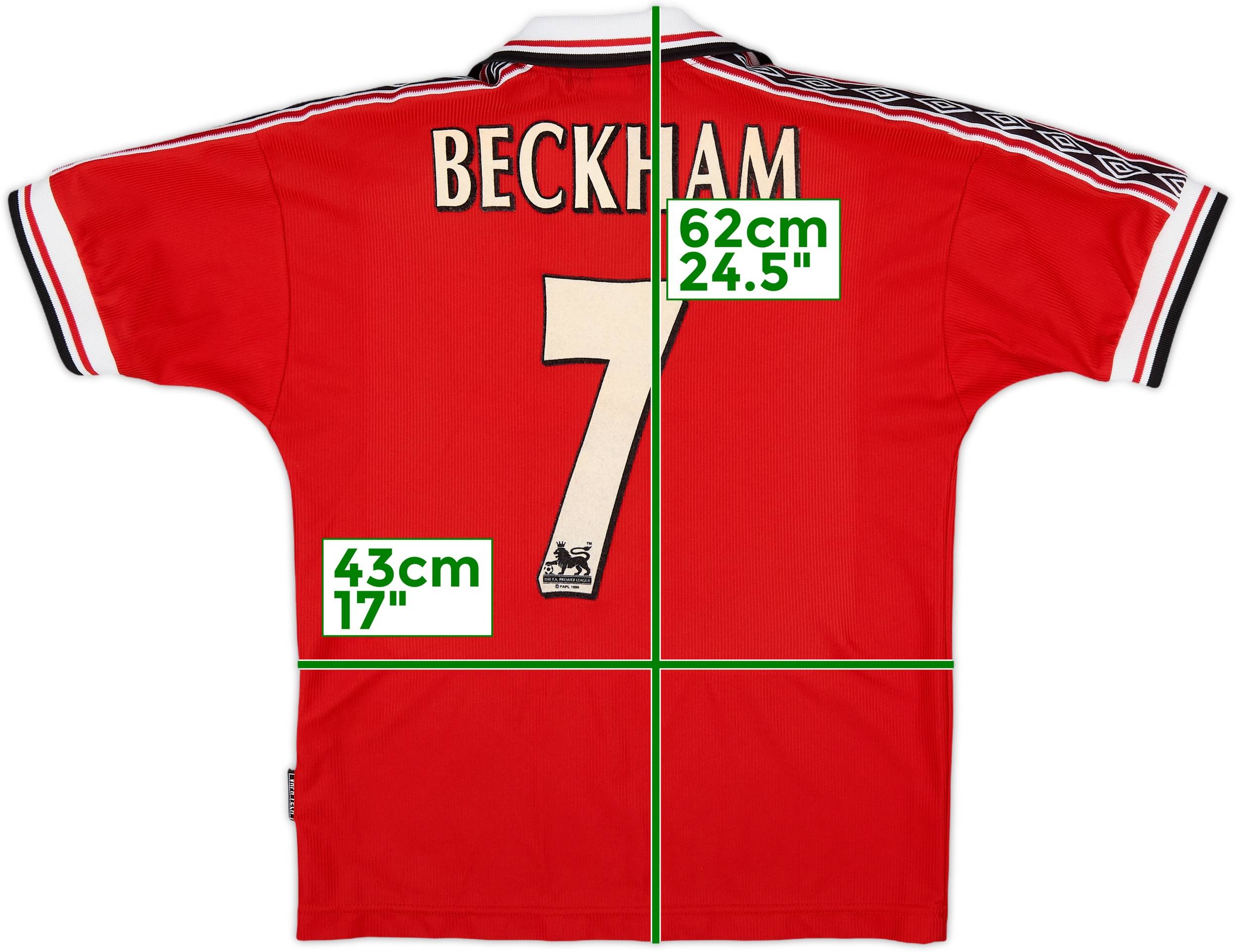1998-00 Manchester United Home Shirt Beckham #7 - 8/10 - (L.Boys)