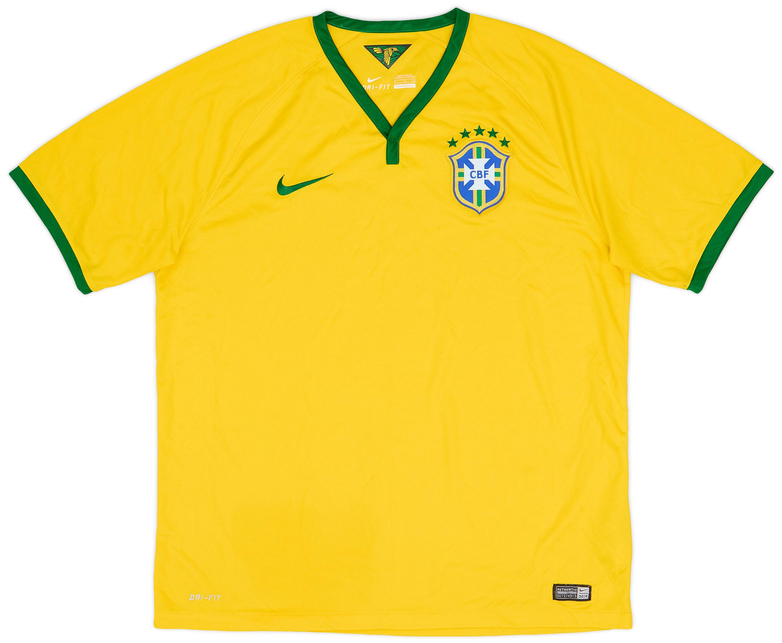 2014-15 Brazil Home Shirt - 9/10 - (XL)