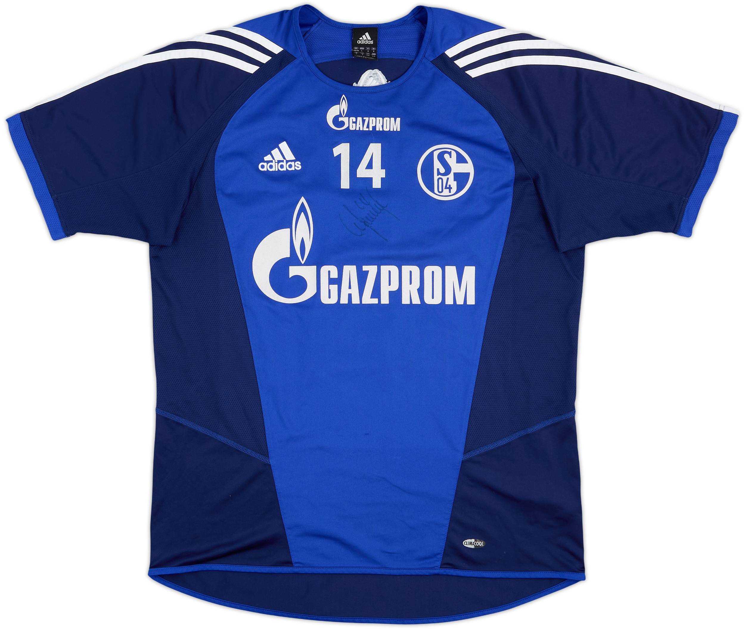 2004-05 Schalke Player Issue adidas Signed Training Shirt #14 - 6