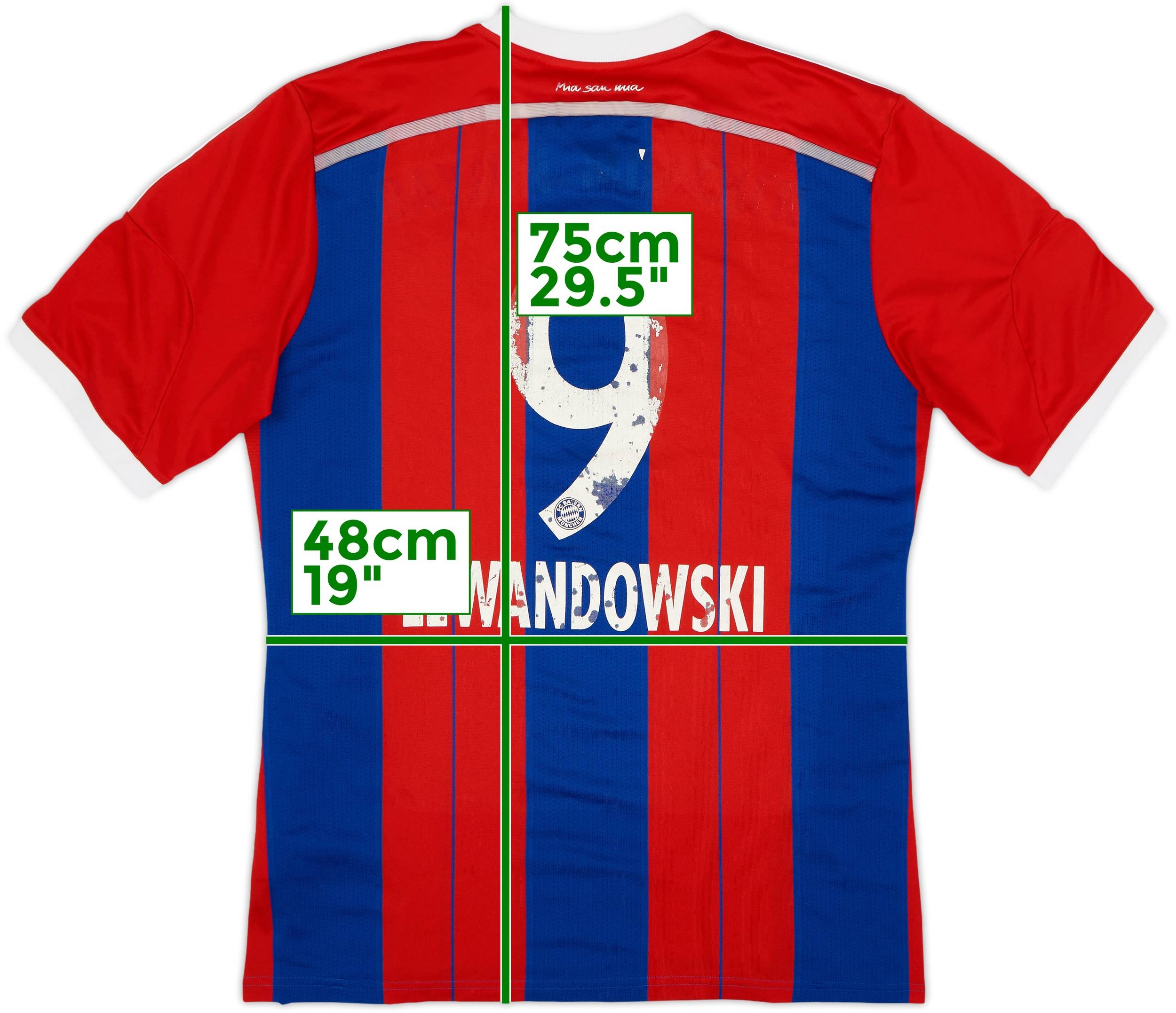 FCバイエルン・ミュンヘン LEWANDOWSKI Mサイズシャツ 2014-15 Bayern Munich Home Shirt Lewandowski #9 - 4/10 - (L)