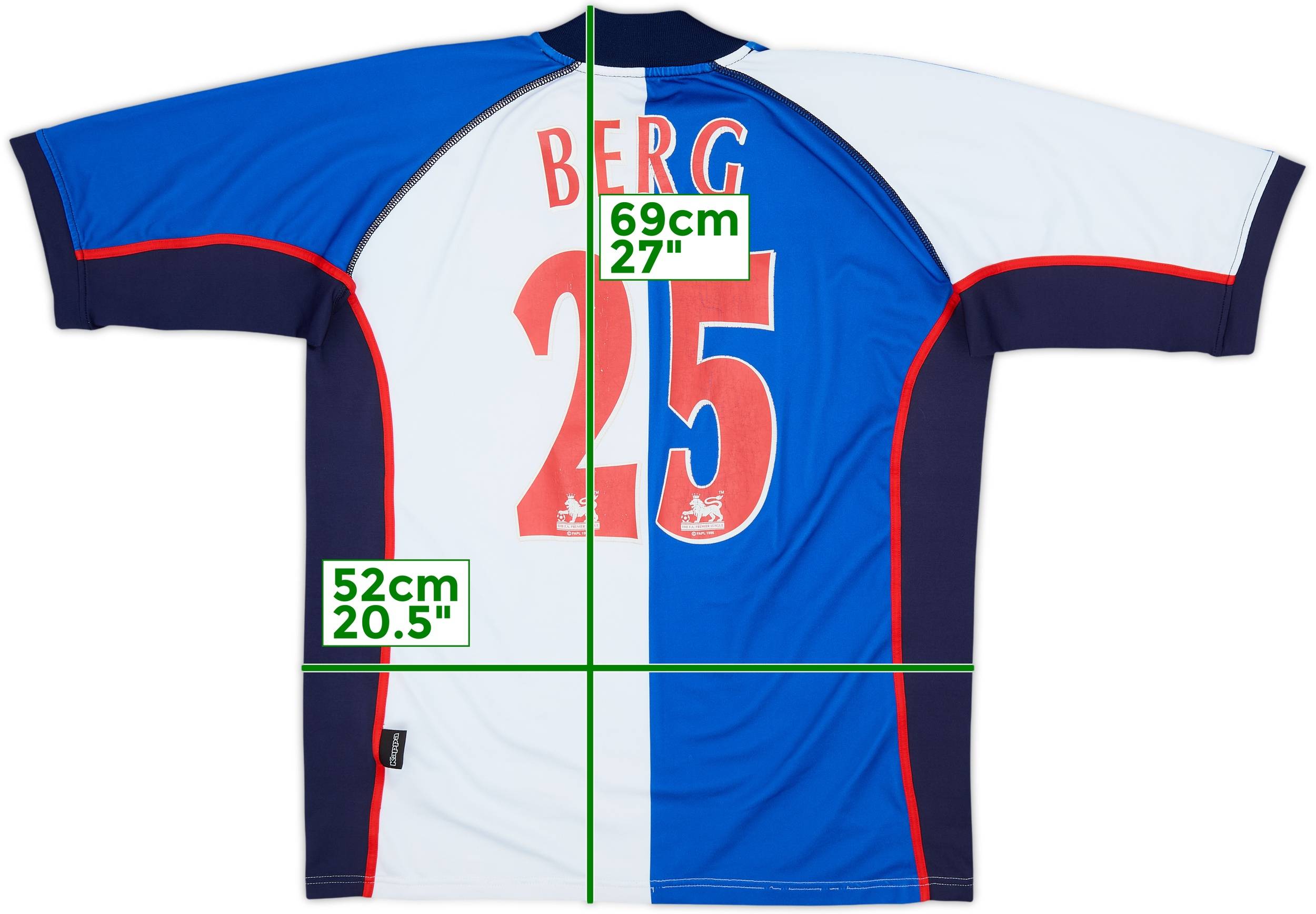2002-03 Blackburn Rovers Home Shirt Berg #25 - 6/10 - (L)