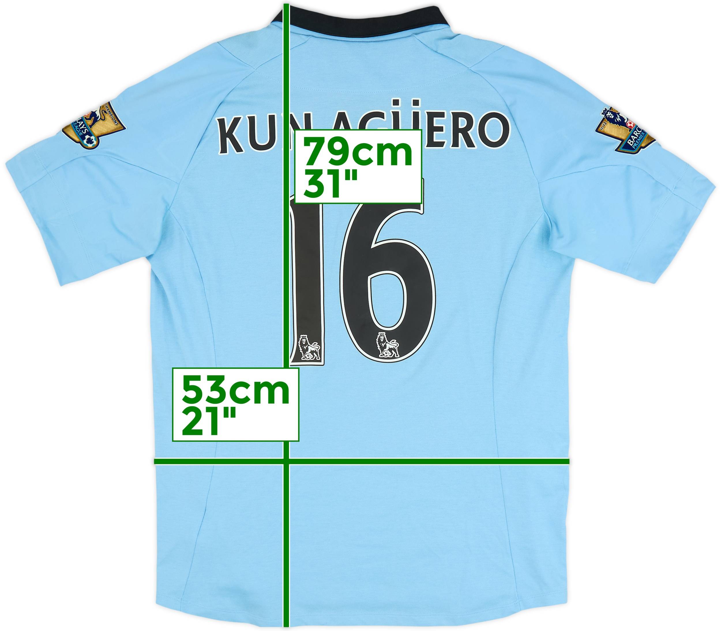 2012-13 Manchester City Home Shirt Kun Aguero #16 - 8/10 - (L)