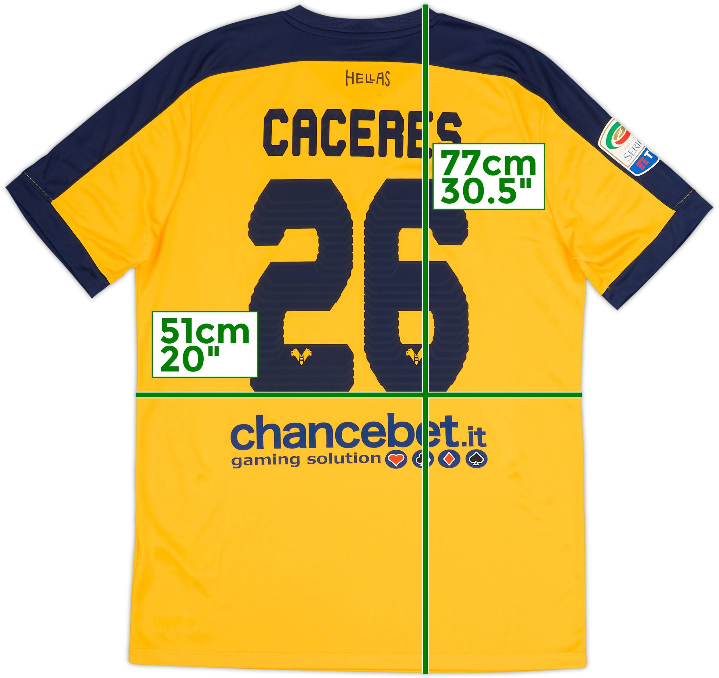 2017-18 Hellas Verona Away Shirt Caceres #26 - 9/10 - (L)