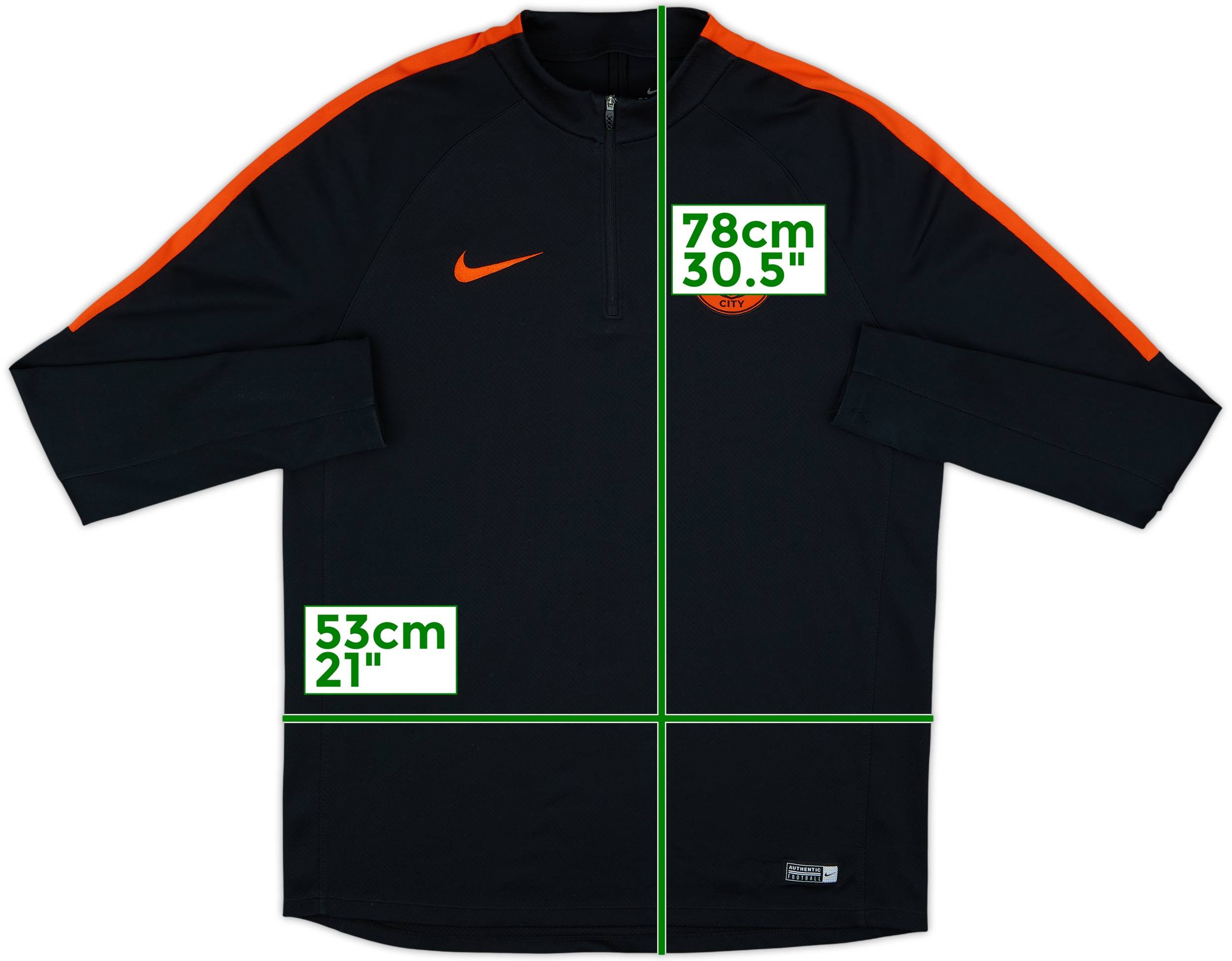 2016-17 Manchester City Nike 1/4 Zip Drill Top - 9/10 - (L)