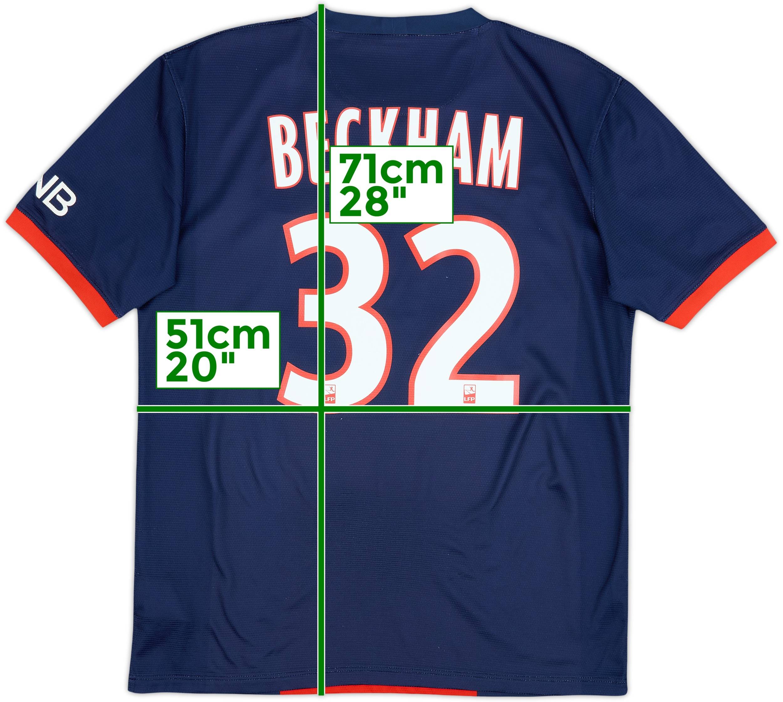 2013-14 Paris Saint-Germain Home Shirt Beckham #32 - 6/10 - (M)