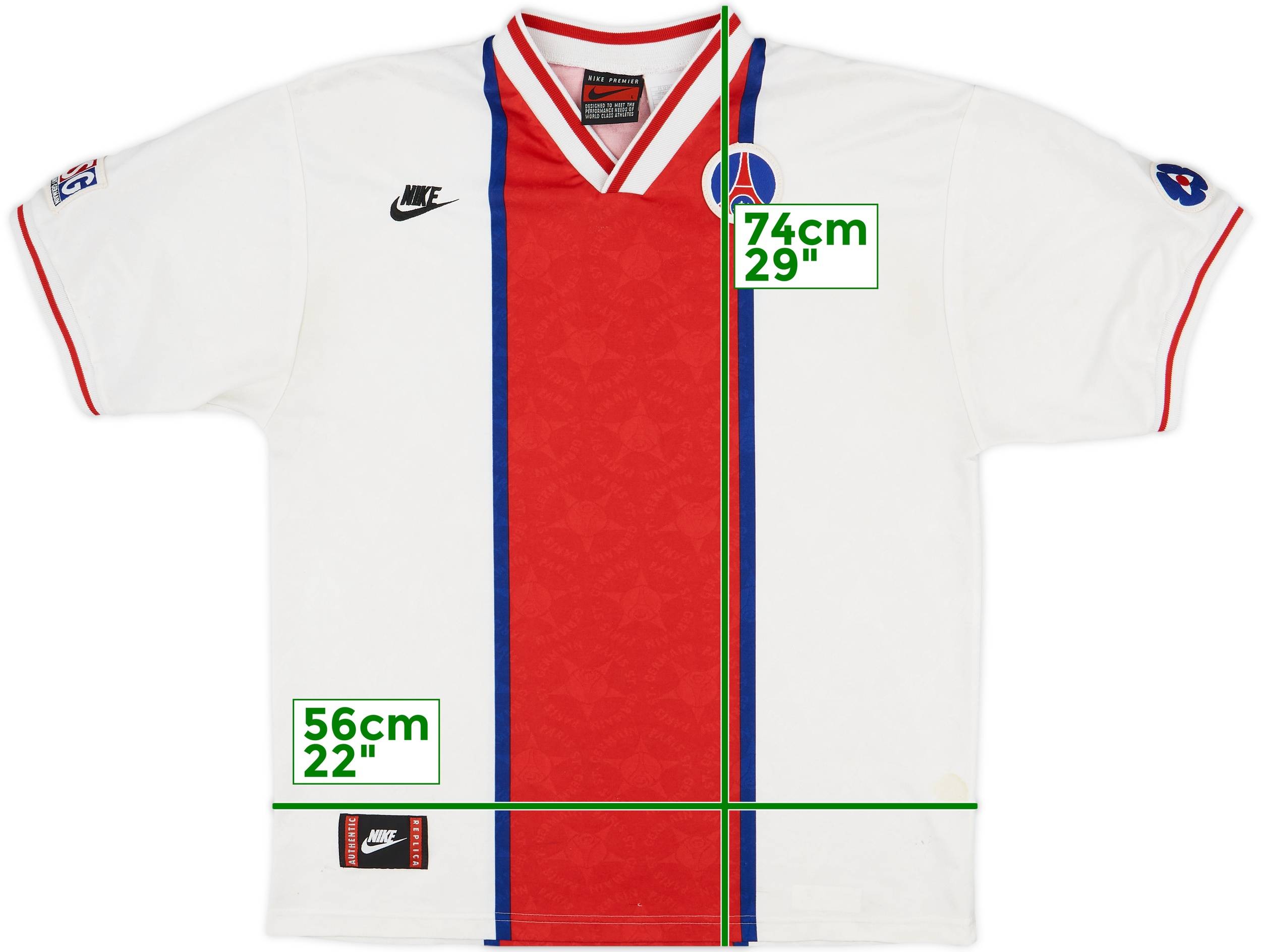 96-97 NIKE Paris Saint Germain UK ゲームシャツ 1996/97 NIKE PSG Paris Saint-GermainPlayer Issue away L/S