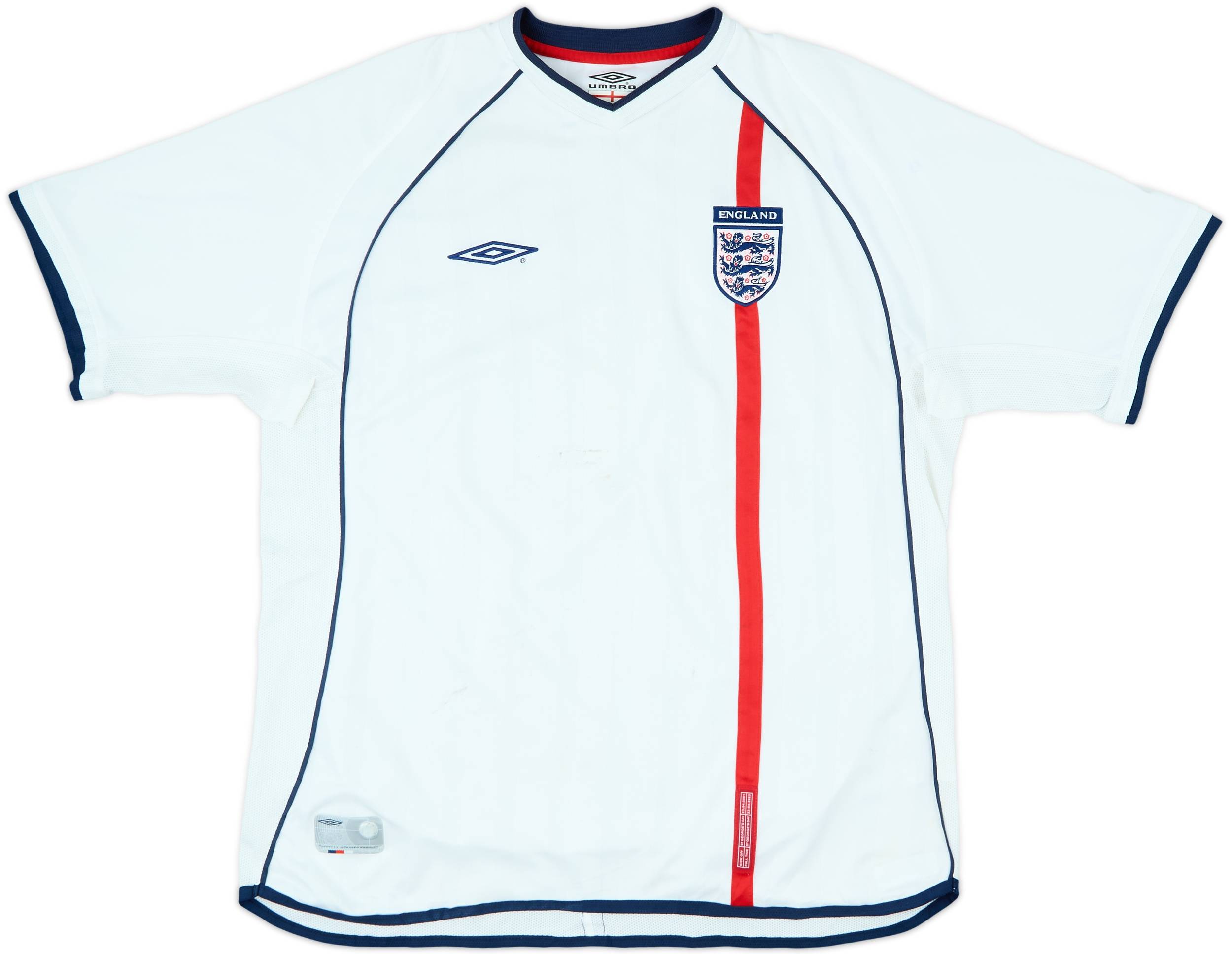 UMBRO　2001 イングランド　ベッカム　2001.6.10 Greece 2001-03 England Home Shirt - 5/10 - (XL)
